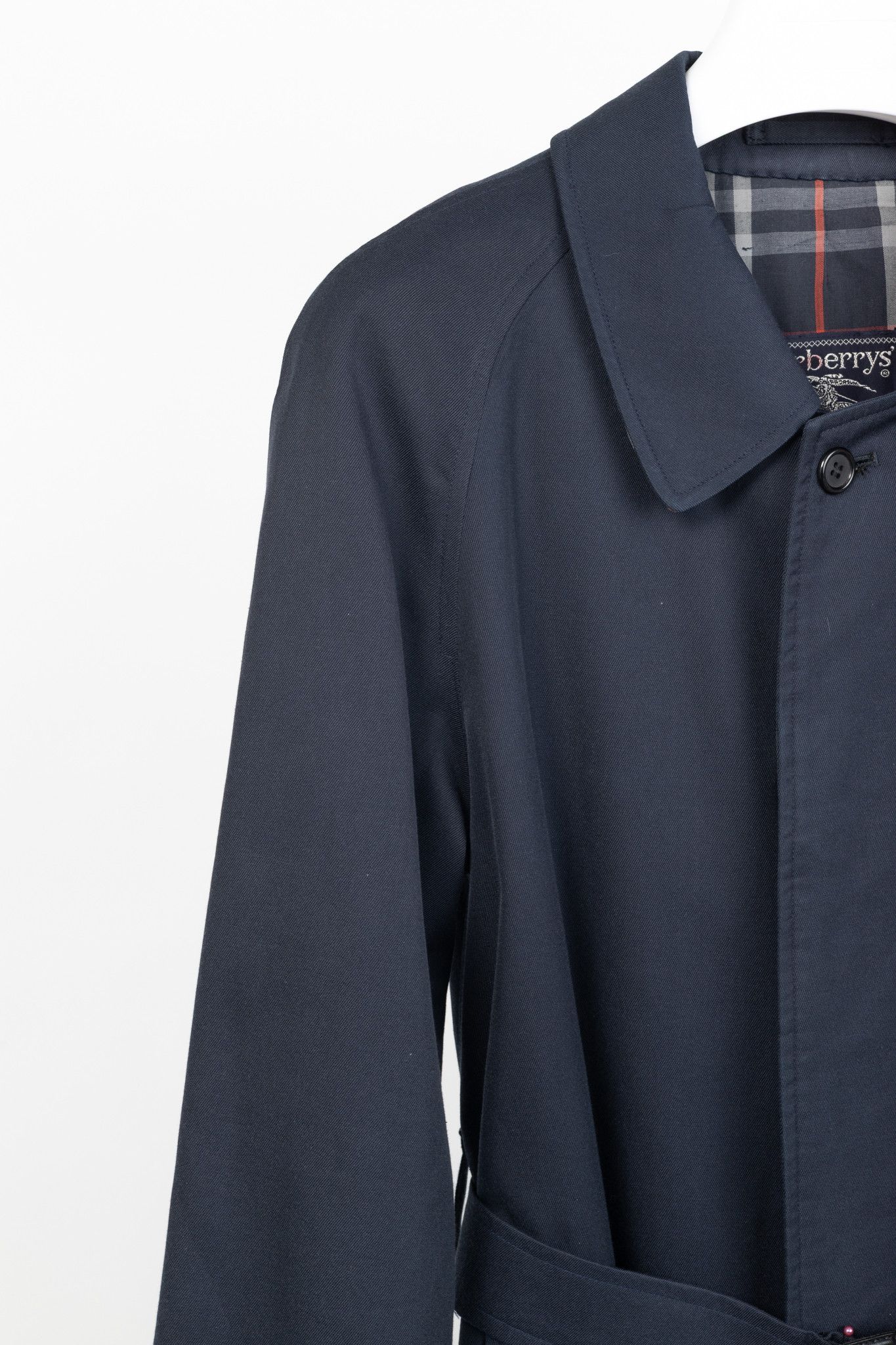 Burberry Burberry Vintage Navy Twill Belted Balmacaan Coat Size US XL / EU 56 / 4 - 6 Thumbnail