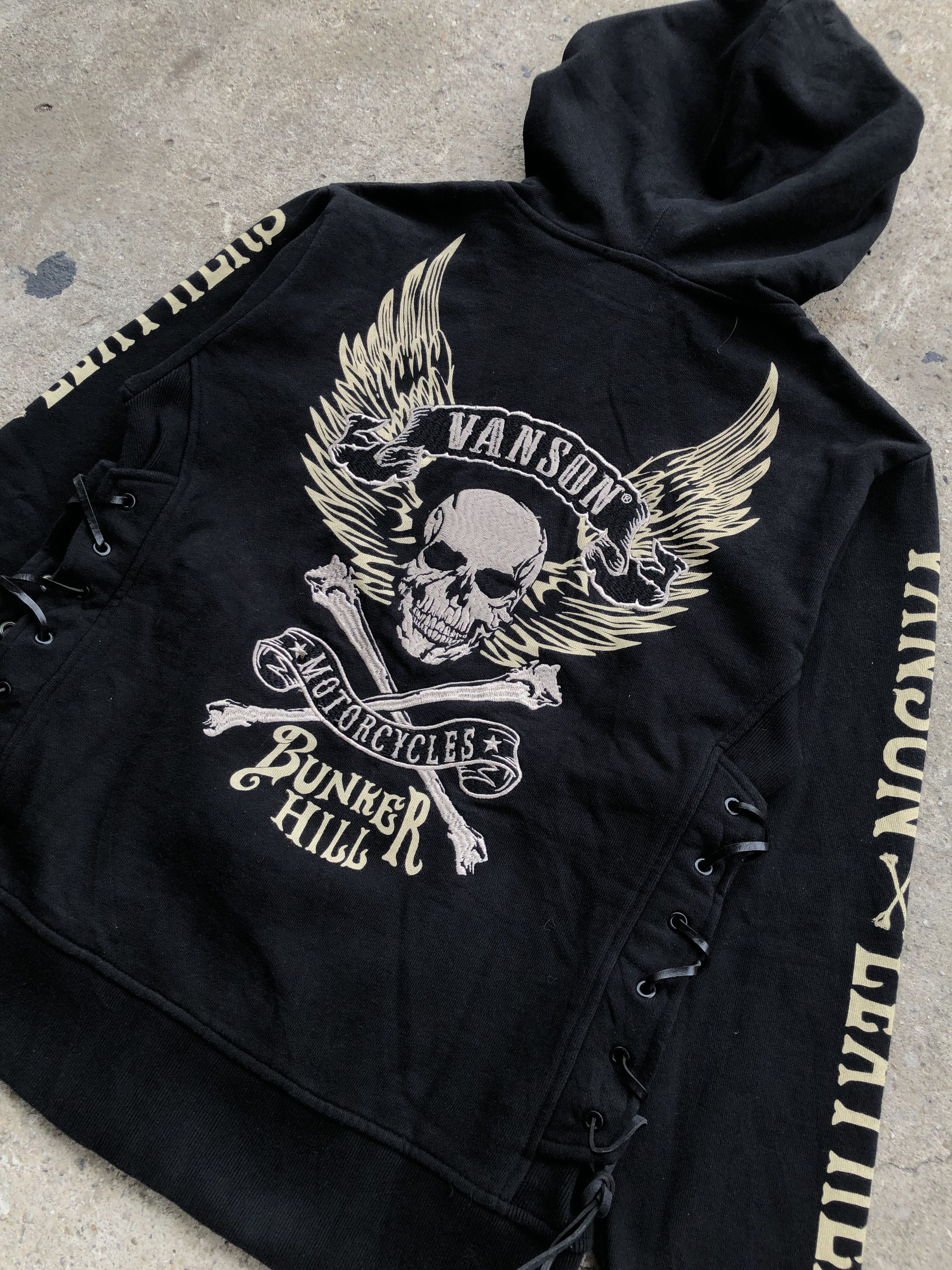 Vanson Leathers × Vintage Vanson Leather side Lace up Embroidery Hoodie Size US M / EU 48-50 / 2 - 4 Thumbnail