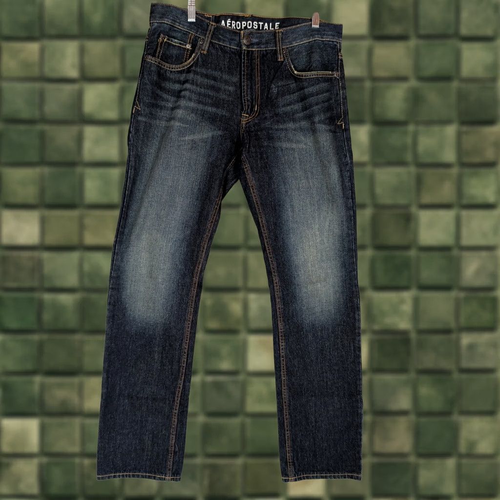 Vintage AEROPOSTALE ESSEX Straight Leg Jeans Dark Wash Mens 32/34 Blue Cotton Denim NWOT Size US 32 / EU 48 - 1 Thumbnail