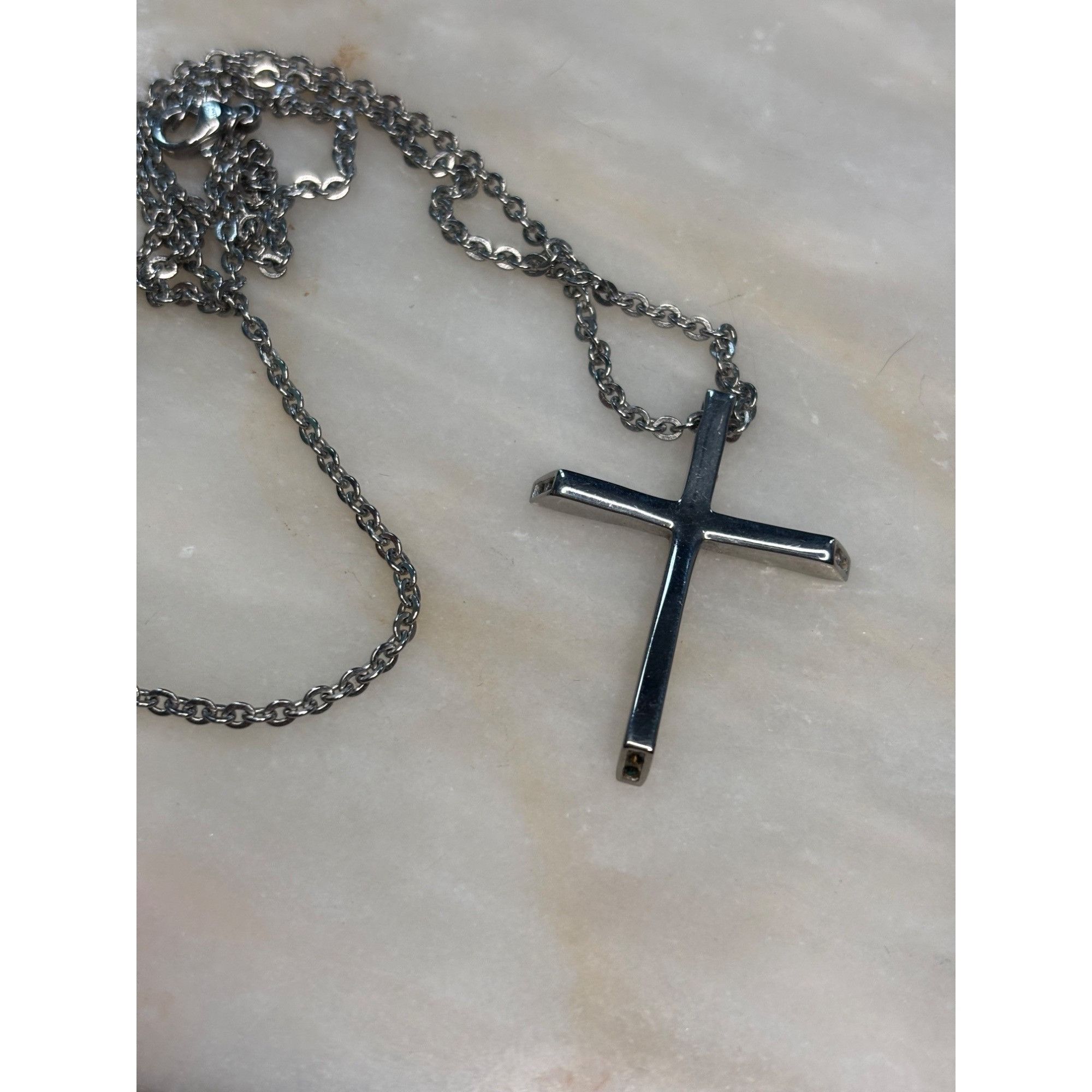 Other Stamped Chisel Sterling Silver Cross Pendant Necklace Size ONE SIZE - 1 Thumbnail