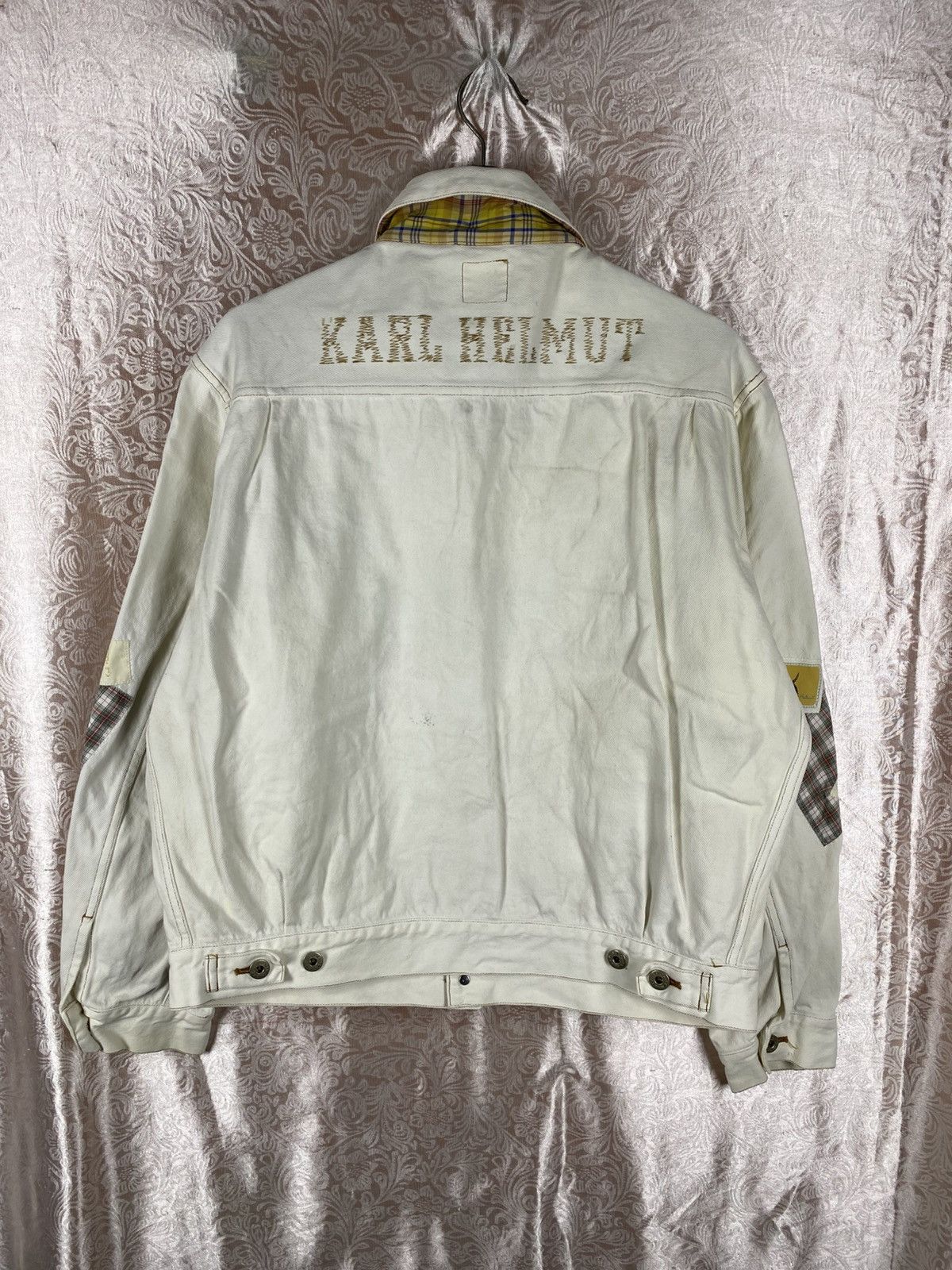 Karl Helmut Vintage Karl Helmut Patchwork Denim Jacket White Japanese Size US M / EU 48-50 / 2 - 14 Thumbnail