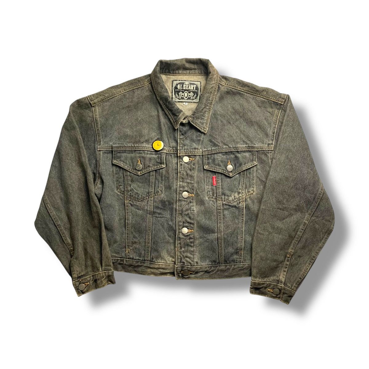 Hysteric Glamour 🇯🇵 VINTAGE GL HEART CROPPED WASHED DENIM JACKET Size US M / EU 48-50 / 2 - 1 Thumbnail