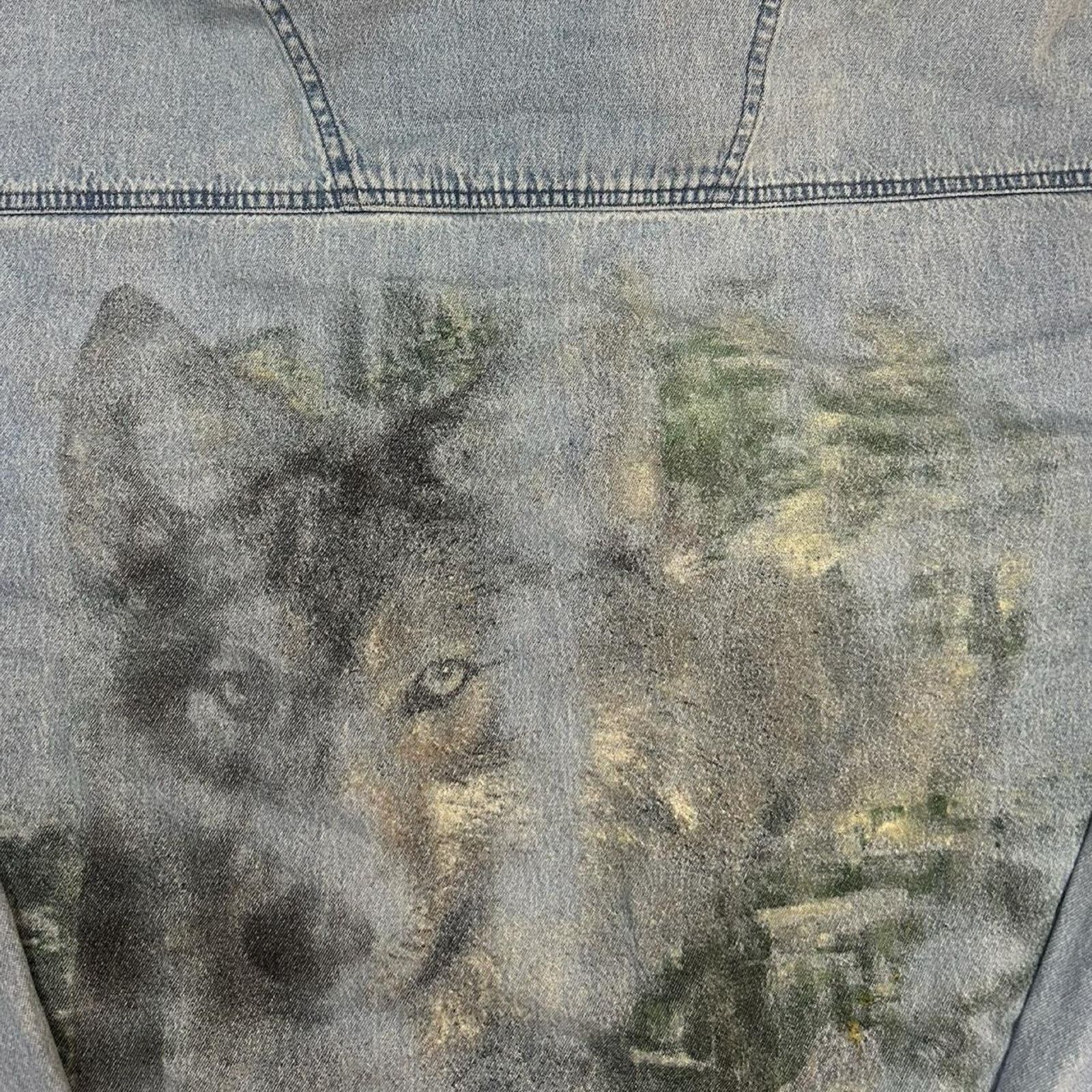 Vintage Wolf shirt denim button up men's XL Size US XL / EU 56 / 4 - 3 Thumbnail