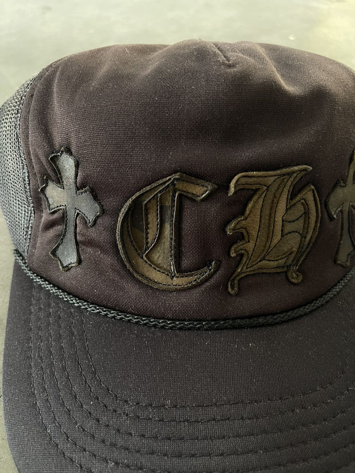Chrome Hearts Vintage Chrome Hearts Cemetery CH Leather Trucker Sun Faded Size ONE SIZE - 2 Thumbnail