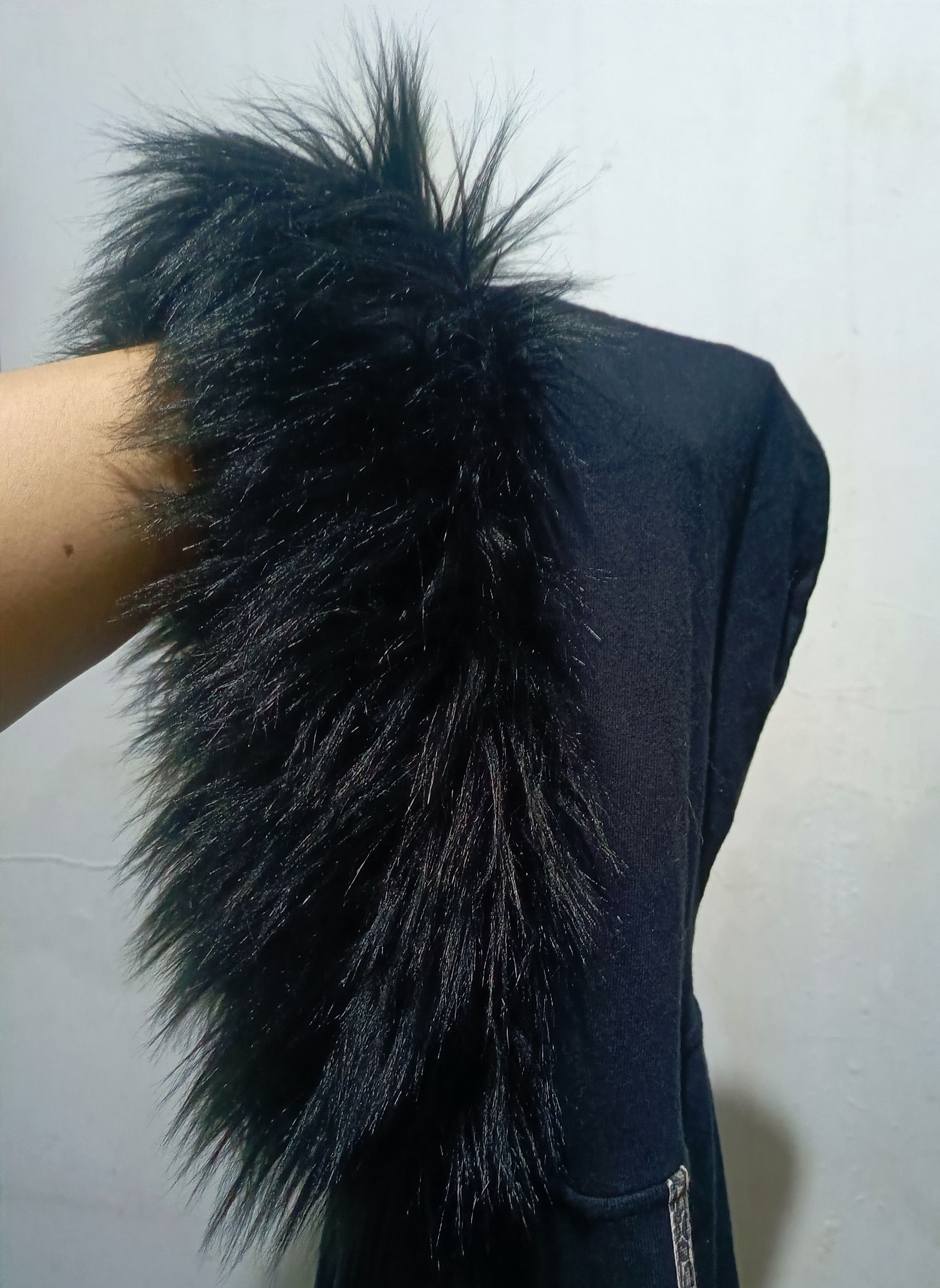 Le Grande Bleu (L.G.B.) black fur hoodie with leopard stripes Lgb Type Size US M / EU 48-50 / 2 - 8 Thumbnail