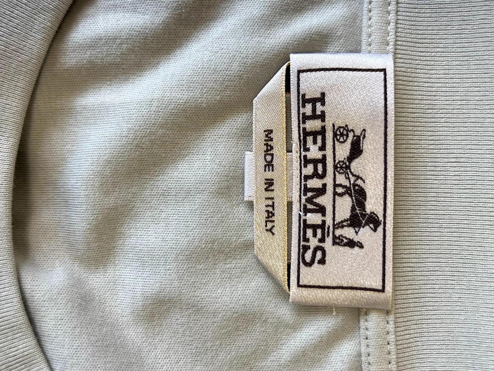 Hermes Hermès Men's Short Sleeve Tee Fog Gray XL Horse Motif Size US XL / EU 56 / 4 - 7 Thumbnail