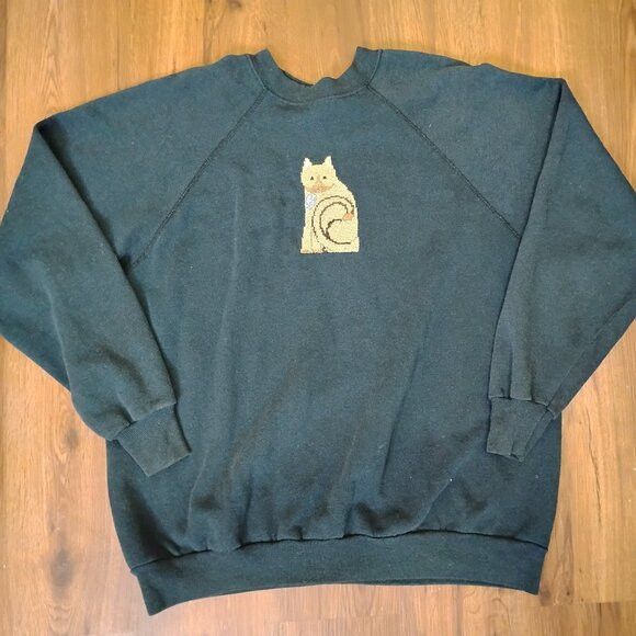 Other Vintage Cat Kitten Mouse Crewneck Sweatshirt Cottage Core Size US L / EU 52-54 / 3 - 2 Thumbnail