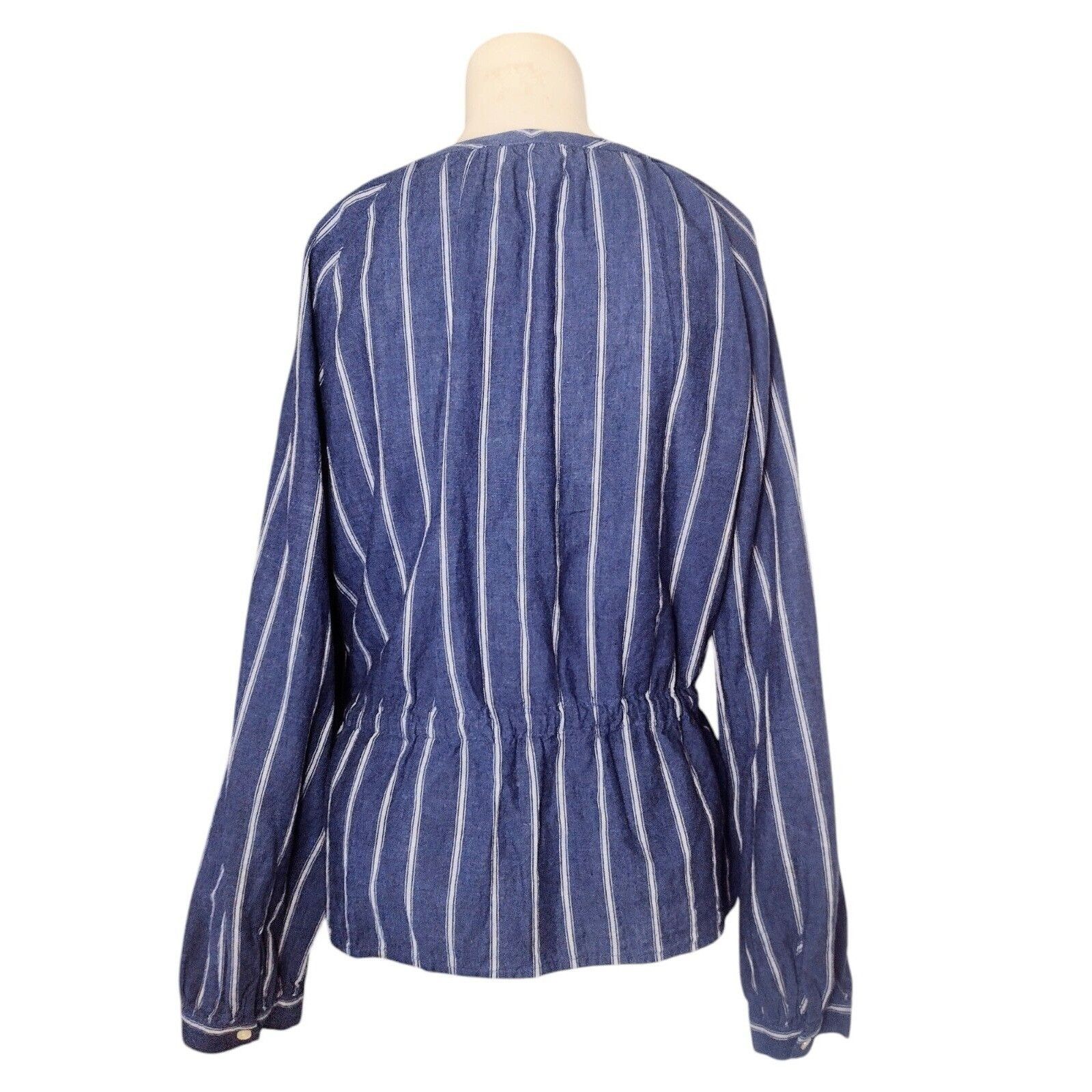 J.Crew J Crew Linen Blend Peplum Top Size 14 Blue Striped Drawstrin Size XL / US 12-14 / IT 48-50 - 6 Thumbnail