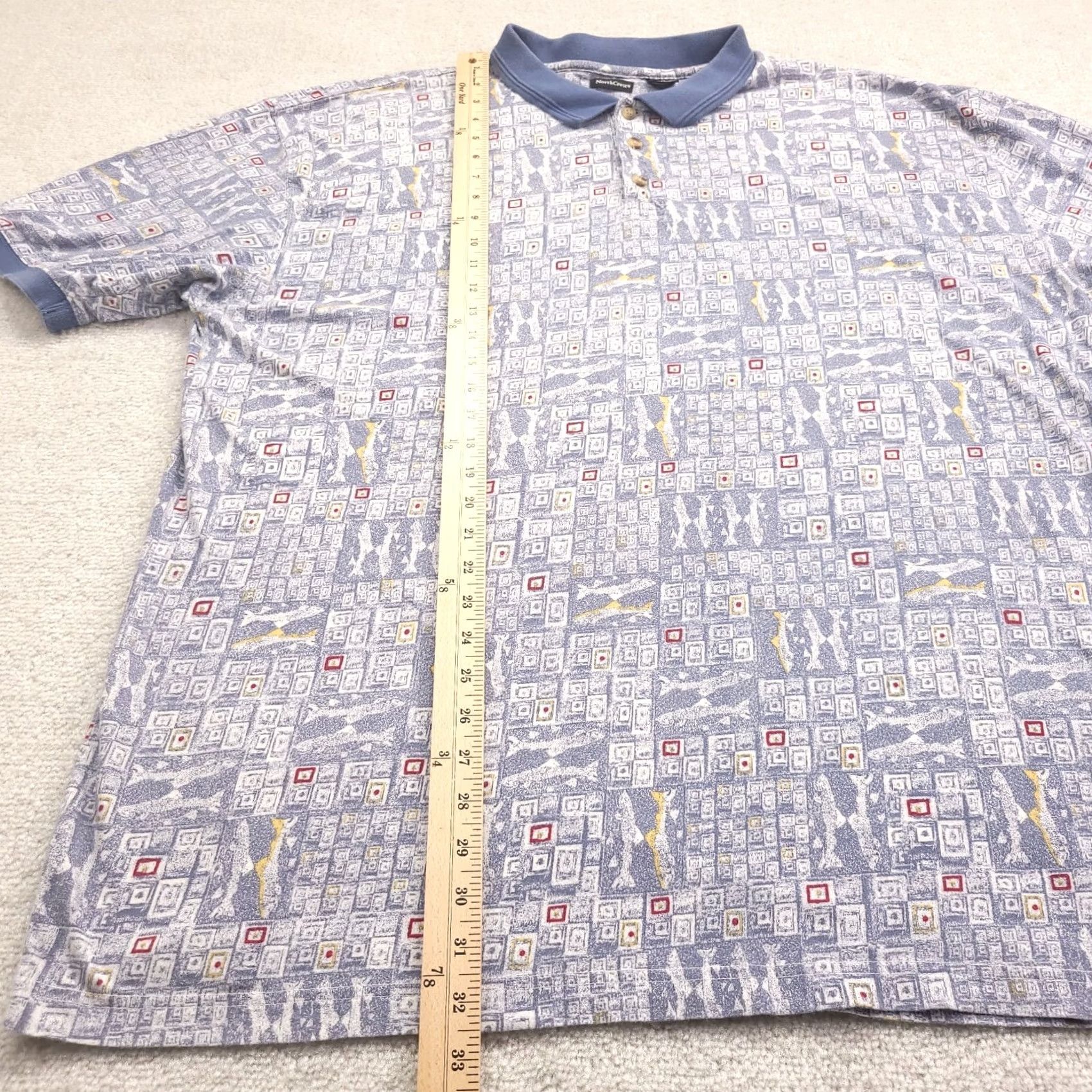 Vintage Northcrest Polo Shirt Short Sleeve All Over Shark Print XXL Mens Size US XXL / EU 58 / 5 - 4 Thumbnail