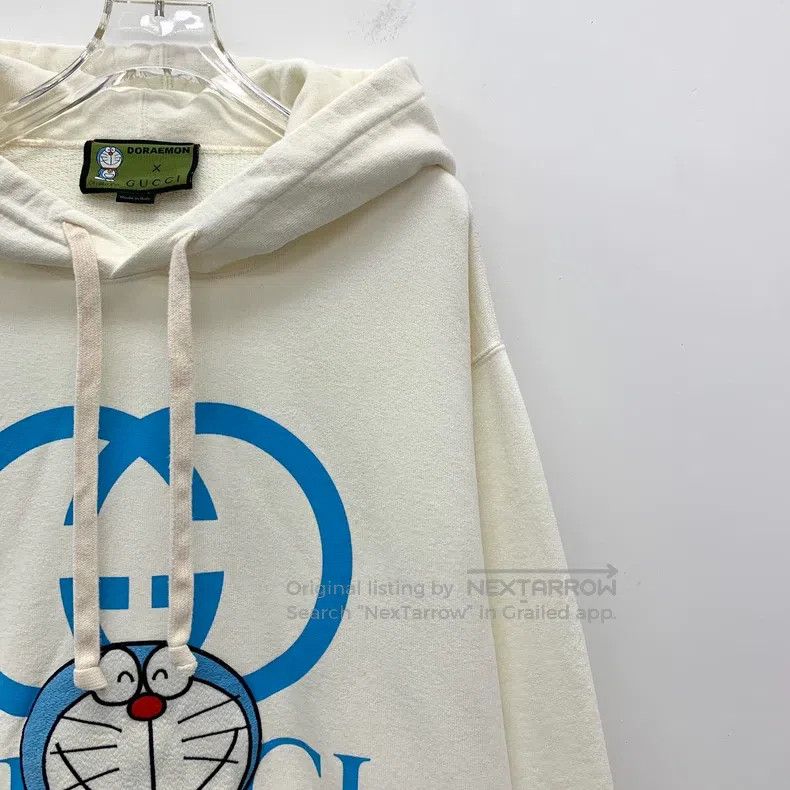Gucci Gucci Beige logo letter Doraemon embroidered cotton hooded Size US L / EU 52-54 / 3 - 3 Thumbnail