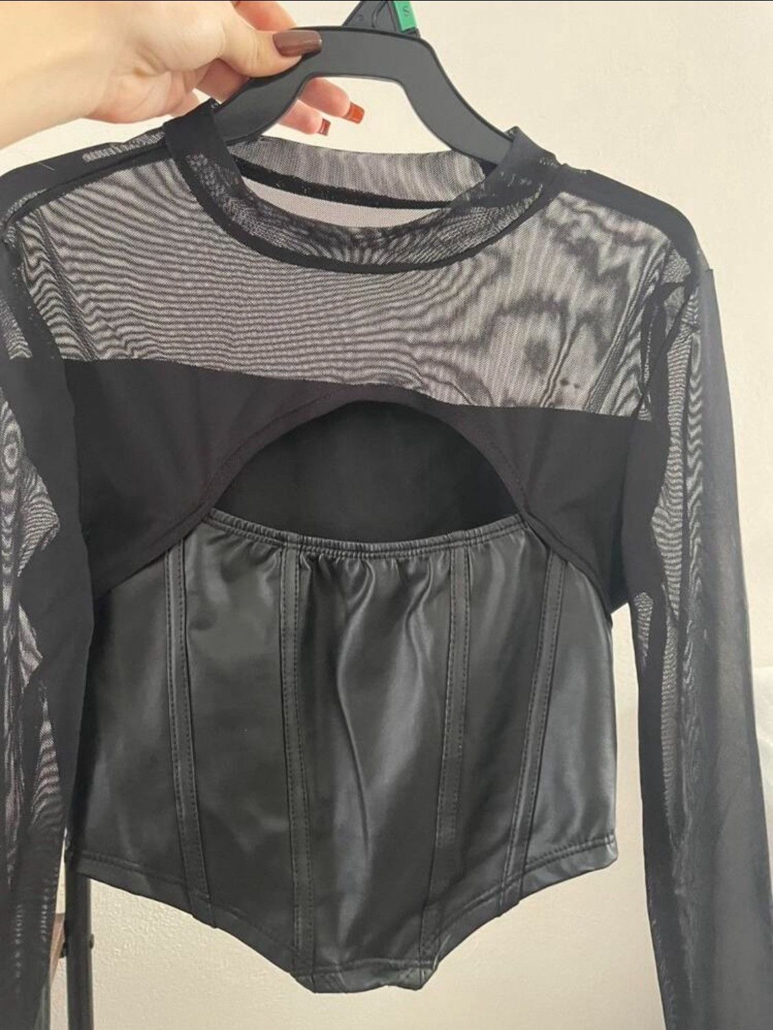 Other Black Sheer Long Sleeve Corset Top Size S / US 4 / IT 40 - 5 Thumbnail