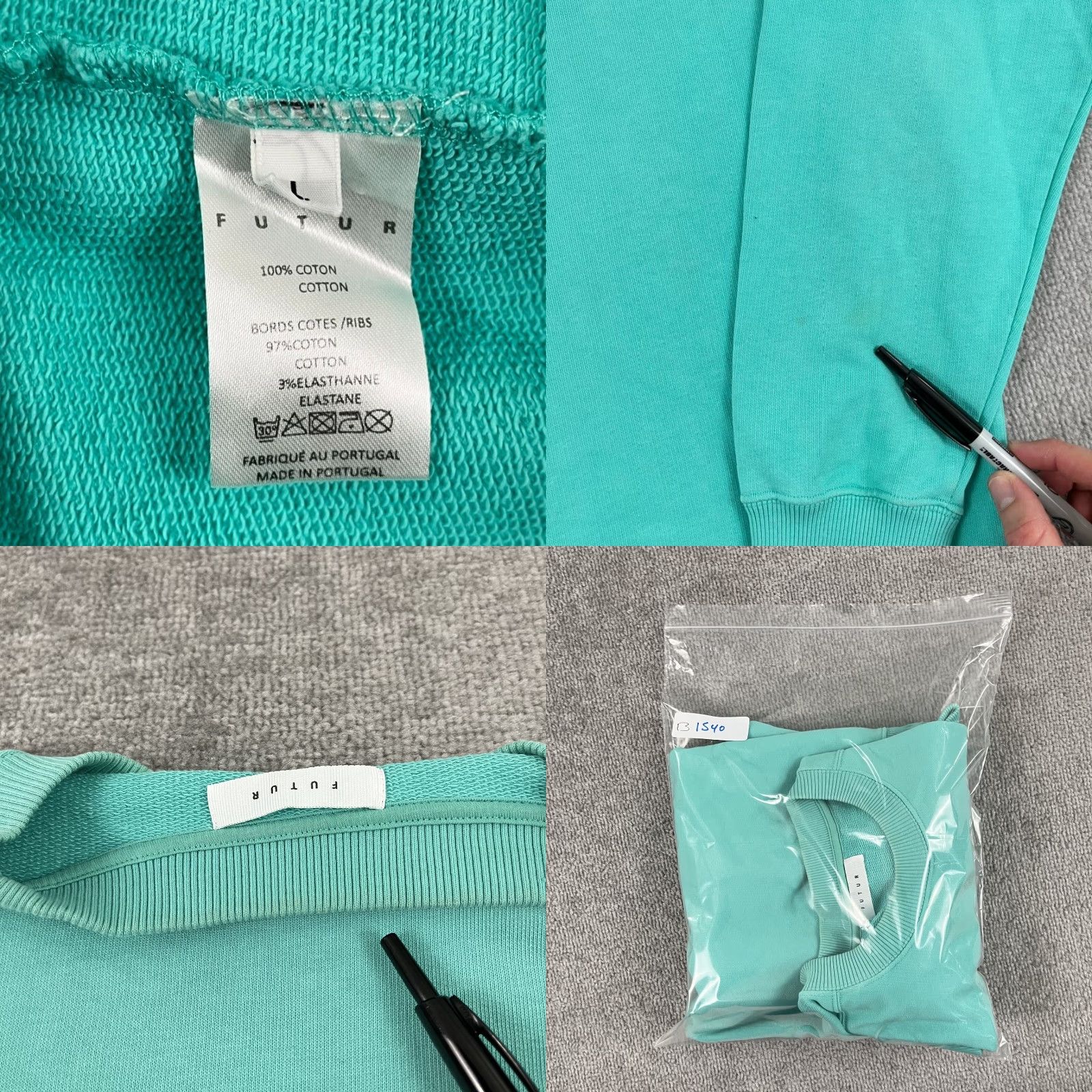 Vintage Futur Sweatshirt Adult Mens Large Mint Green Art Silhouette Crew Size US L / EU 52-54 / 3 - 8 Thumbnail