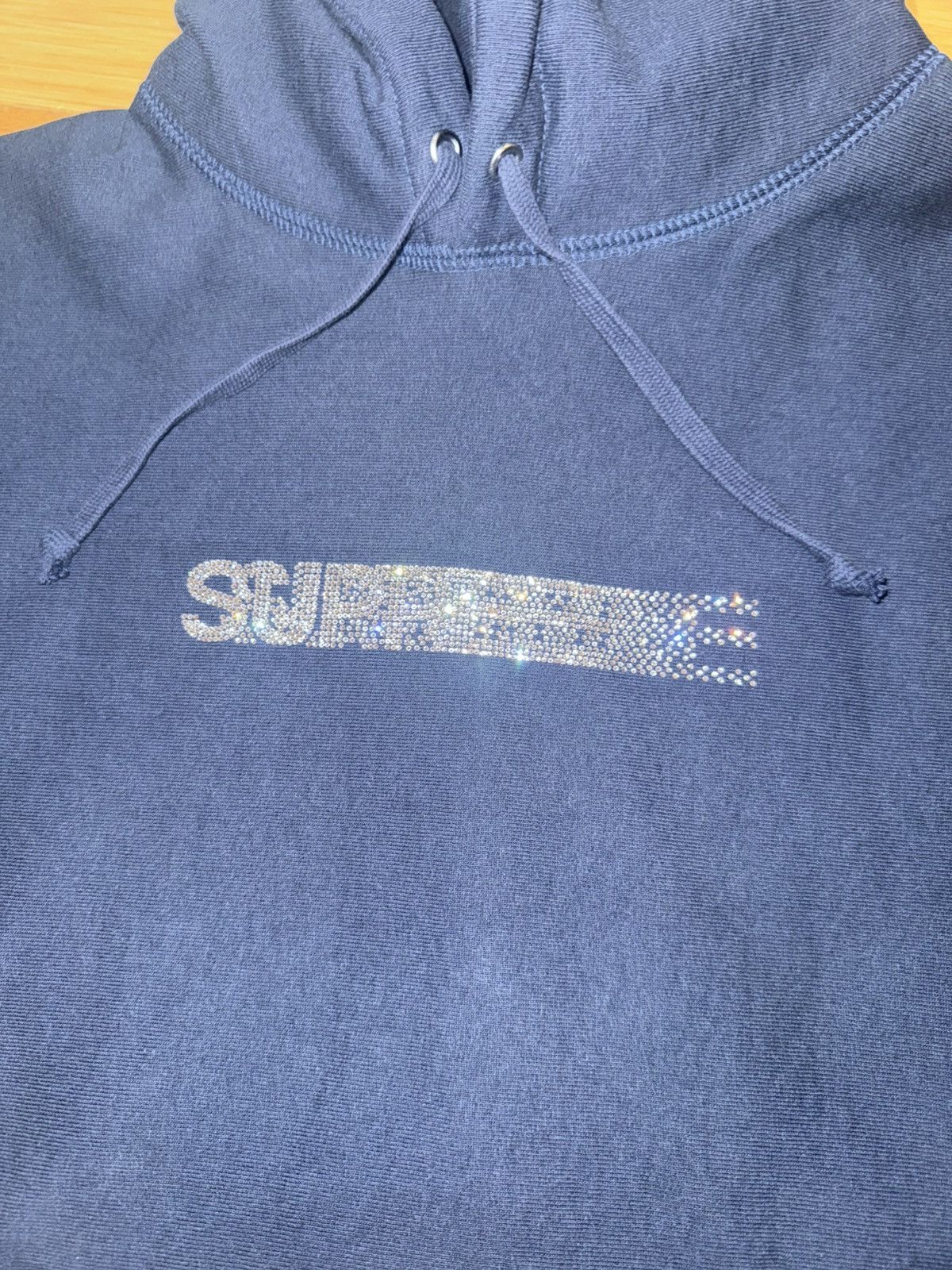Supreme Supreme Swarovski Motion Logo Hoodie Navy (FW25) - Small Size US S / EU 44-46 / 1 - 5 Thumbnail
