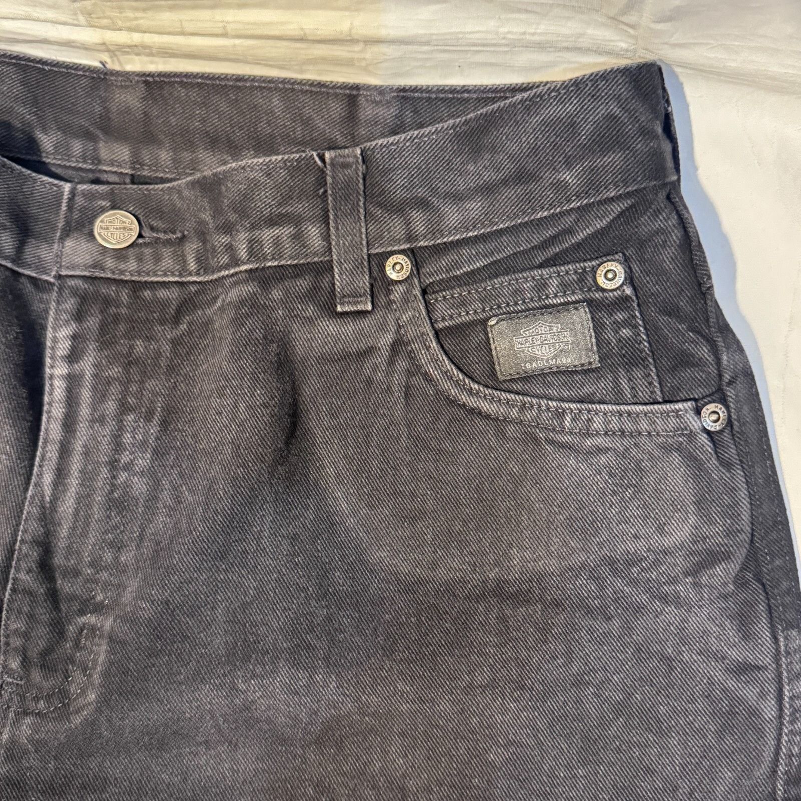Harley Davidson Harley Davidson Jeans Womens 32x28 Black Denim Biker USA Boo Size 24" / US 00 / IT 34 - 3 Thumbnail