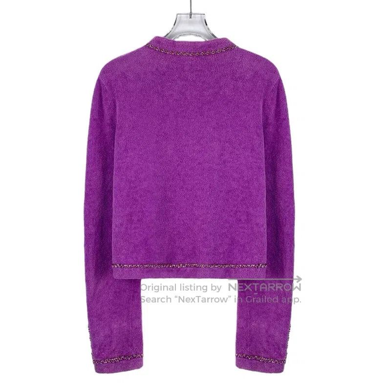 Chanel Chanel Purple cotton round-neck single-breasted long-sleev Size XS / US 0-2 / IT 36-38 - 2 Thumbnail