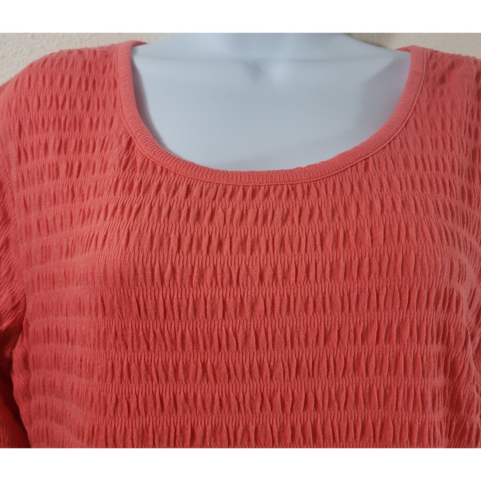 Other Draper's & Damon's Coral Orange Pink Puckered Material Top L Size L / US 10 / IT 46 - 5 Thumbnail