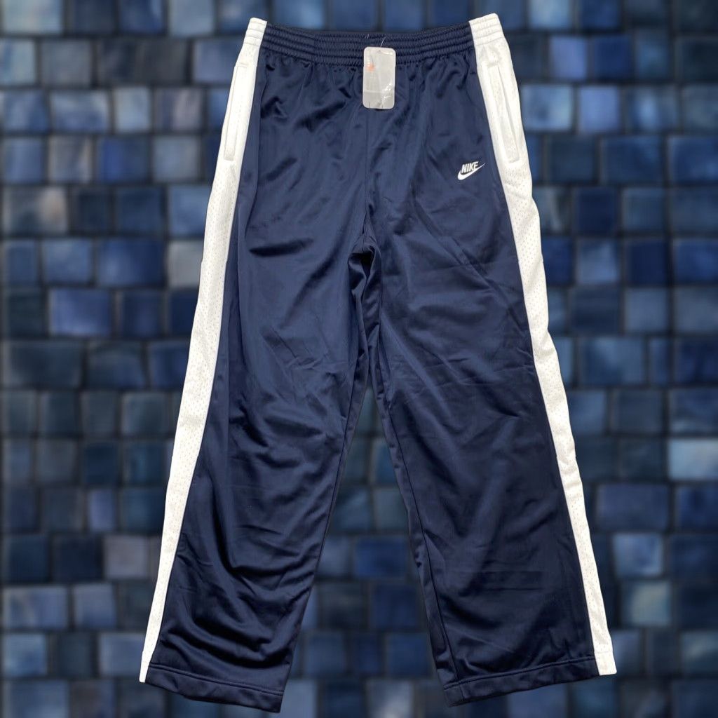 Nike VINTAGE Nike Track Pants Elastic Waist 2XL Men’s Blue Silver Tag 2005 Activewear Mens Size US 39 - 1 Thumbnail