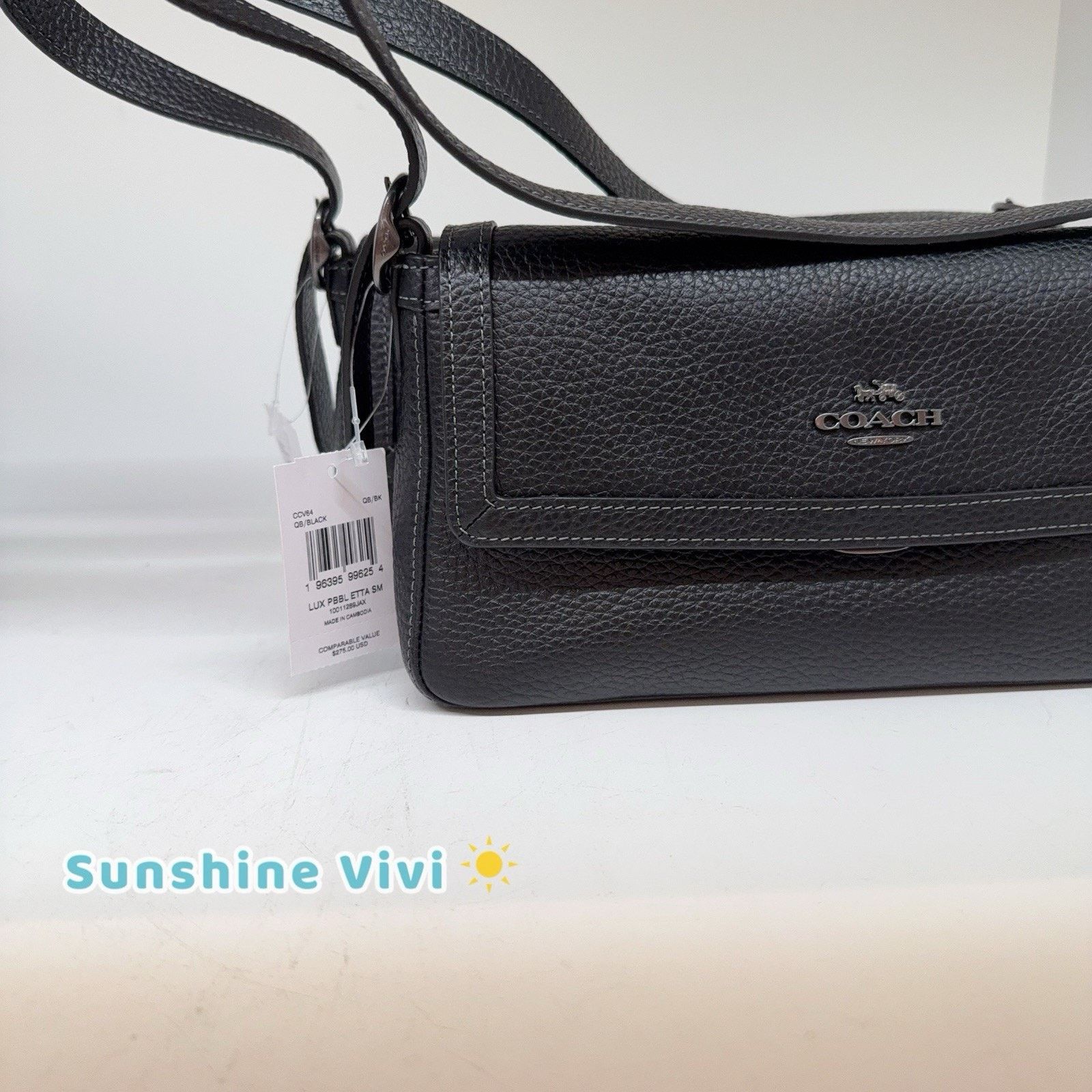 Coach NWT Coach Etta Small Flap Shoulder Bag Black CCV64 Leather Size ONE SIZE - 3 Thumbnail