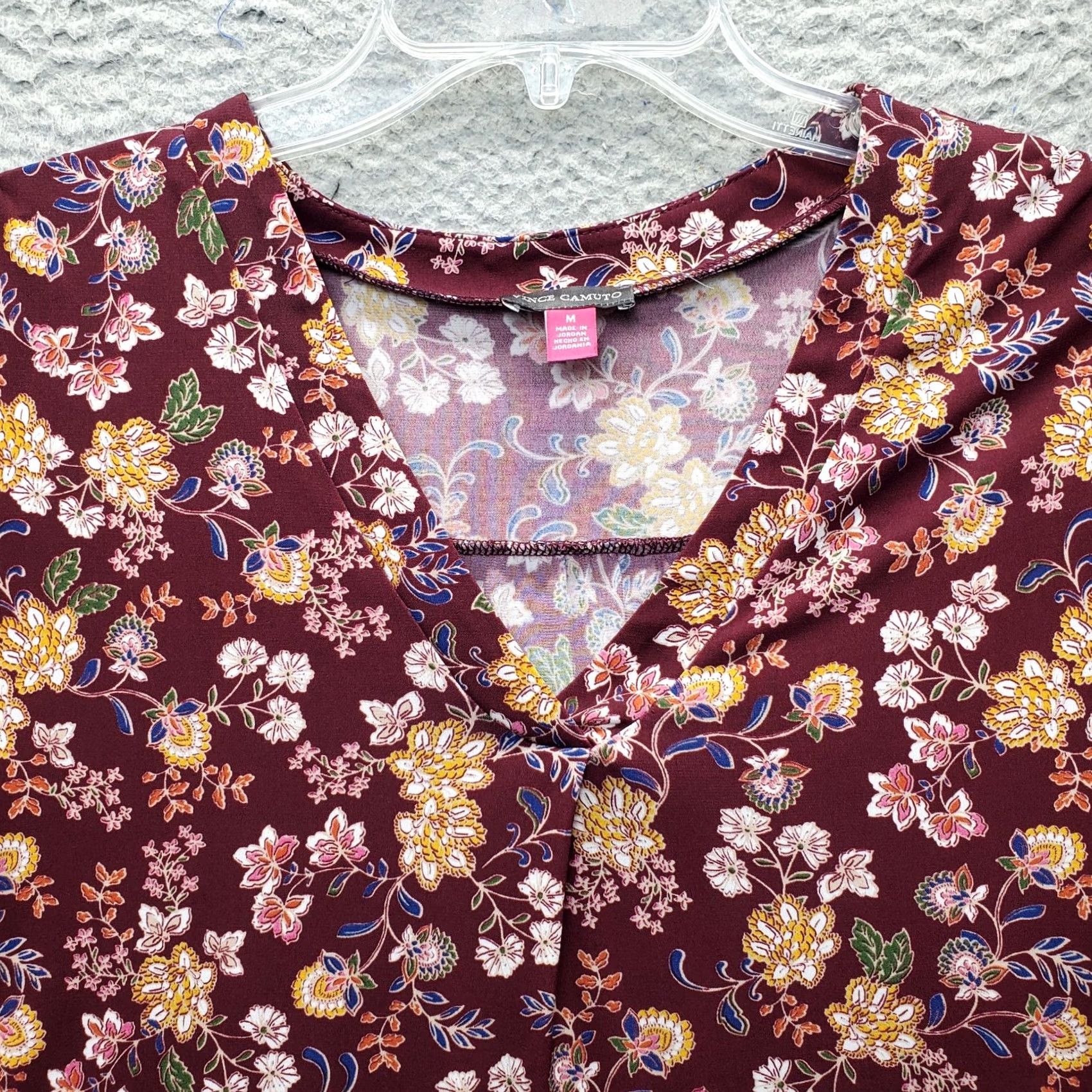 Vince Camuto Vince Camuto Tunic Blouse Top Womens M Floral Balloon Sleeve V-Neck Multicolor Shirt Size M / US 6-8 / IT 42-44 - 6 Thumbnail