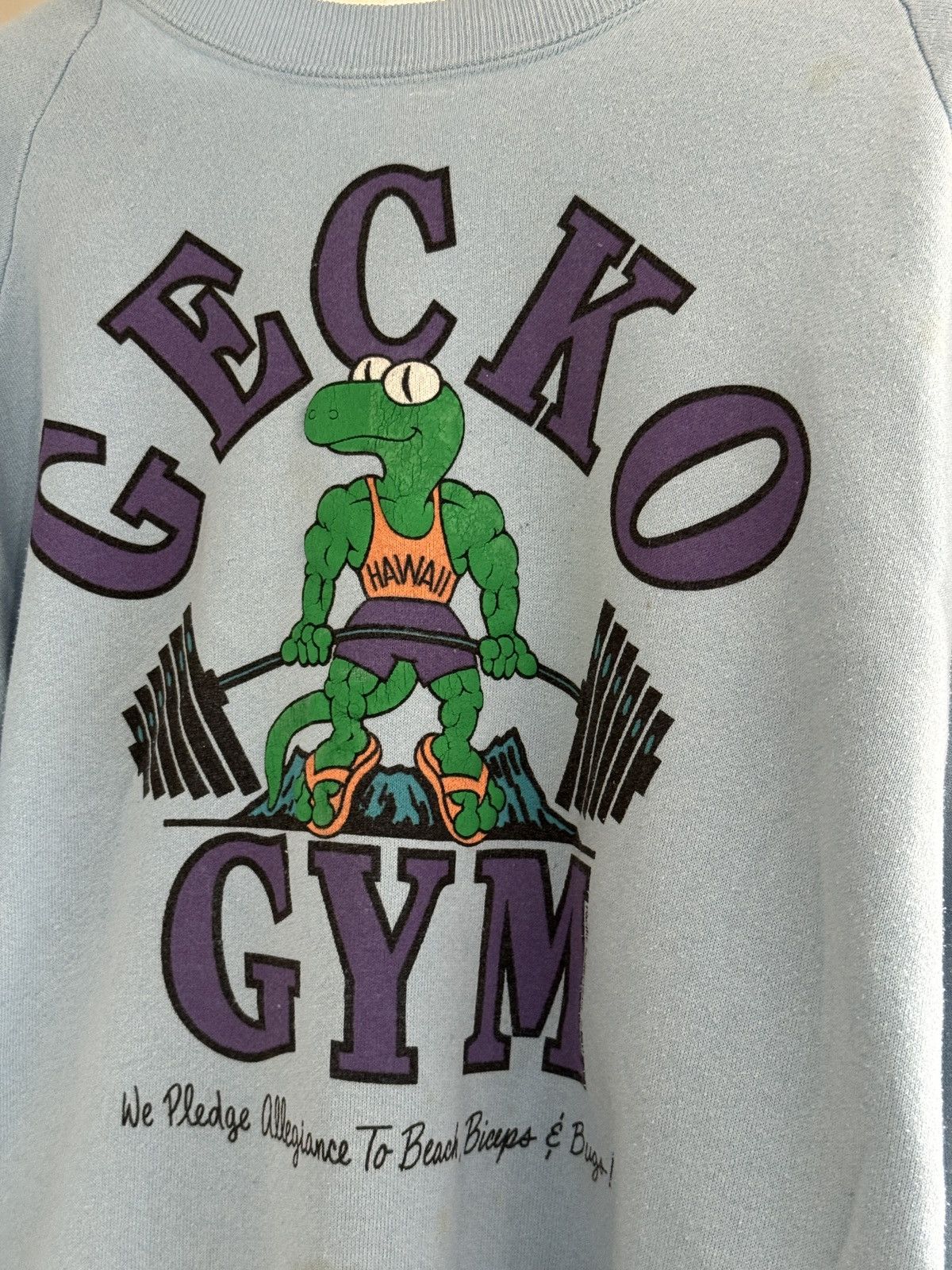 Vintage *RARE* VINTAGE 80s 1987 GECKO GYM HAWAII BODYBUILDING SWEAT Size US XL / EU 56 / 4 - 2 Thumbnail
