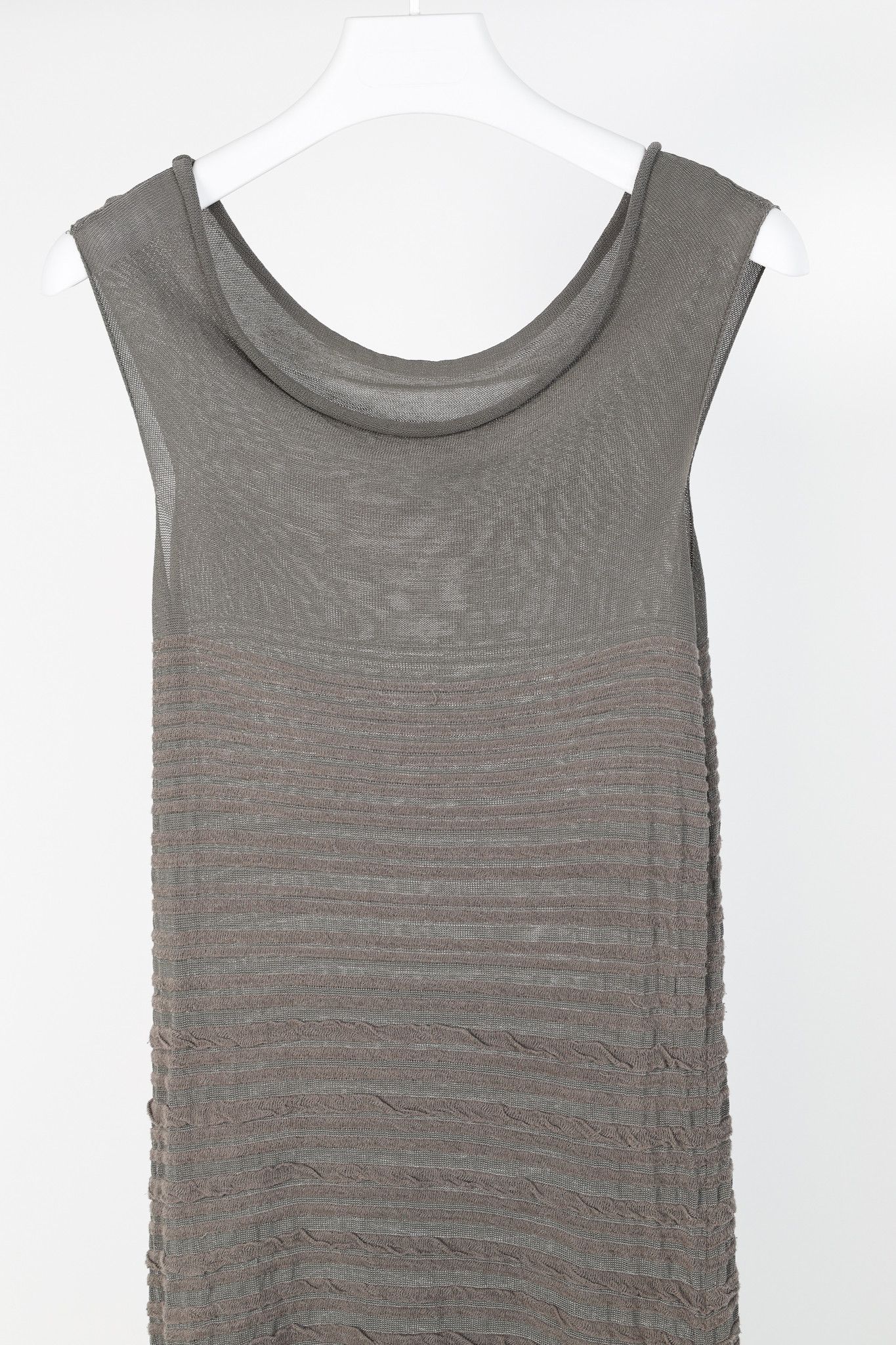 Sarah Pacini Sarah Pacini Grey Textured-Stripe Knit Midi Dress Size S / US 4 / IT 40 - 3 Thumbnail