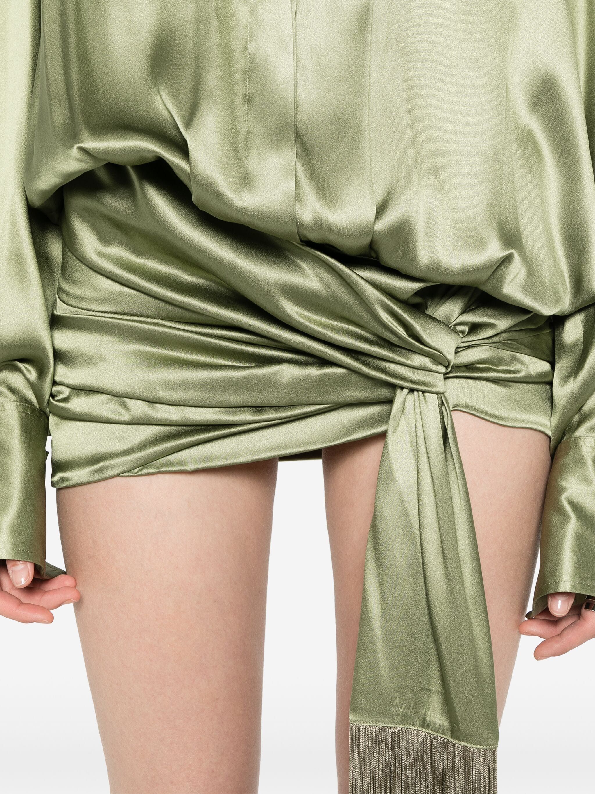 The Attico o1s22i1n1024 Silk Satin Mini Dress in Green Size M / US 6-8 / IT 42-44 - 5 Thumbnail