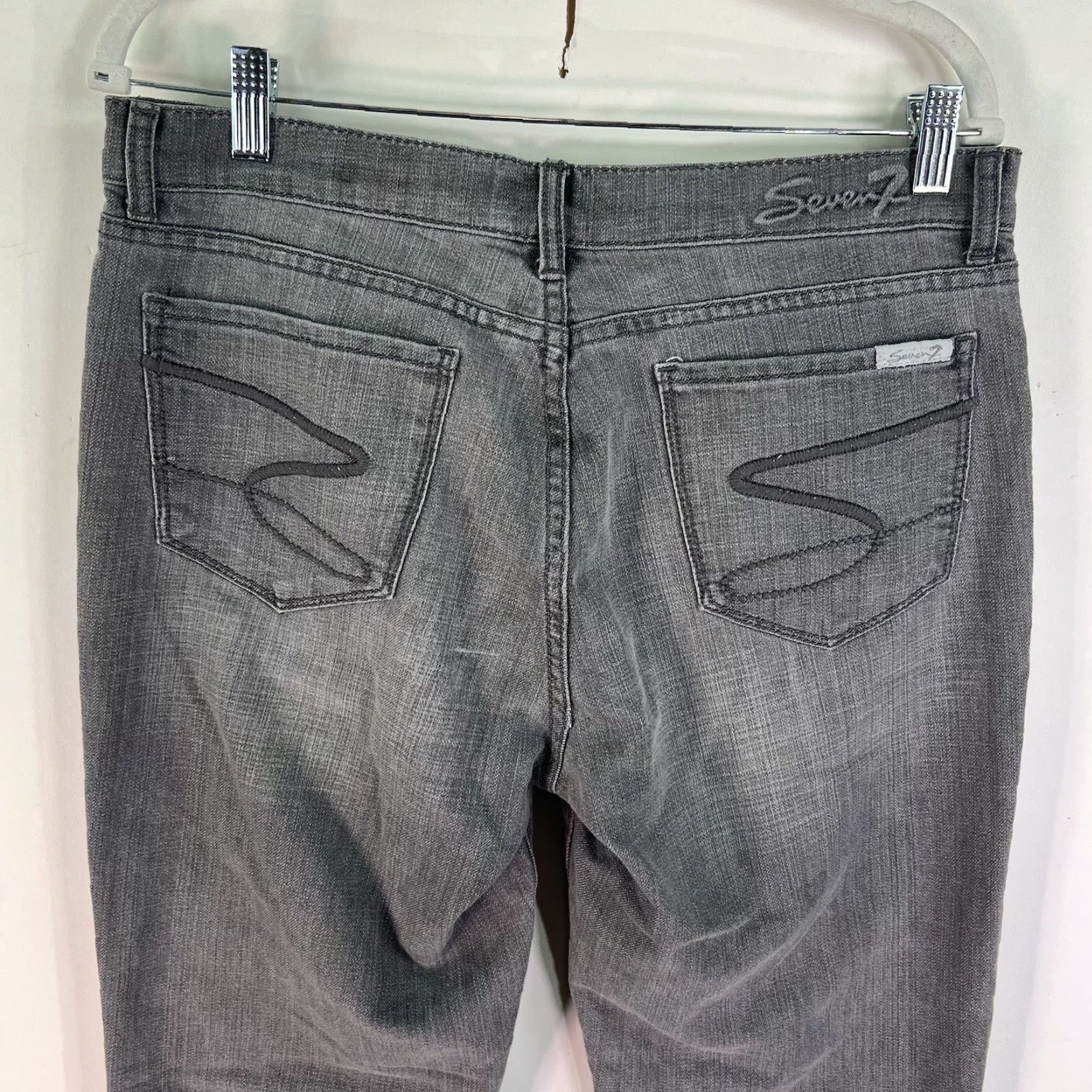 7 For All Mankind 7 For All Mankind Embroidered Slim Straight Jeans Women Size 32 Gray 32X34 Designer Size 24" / US 00 / IT 34 - 5 Thumbnail