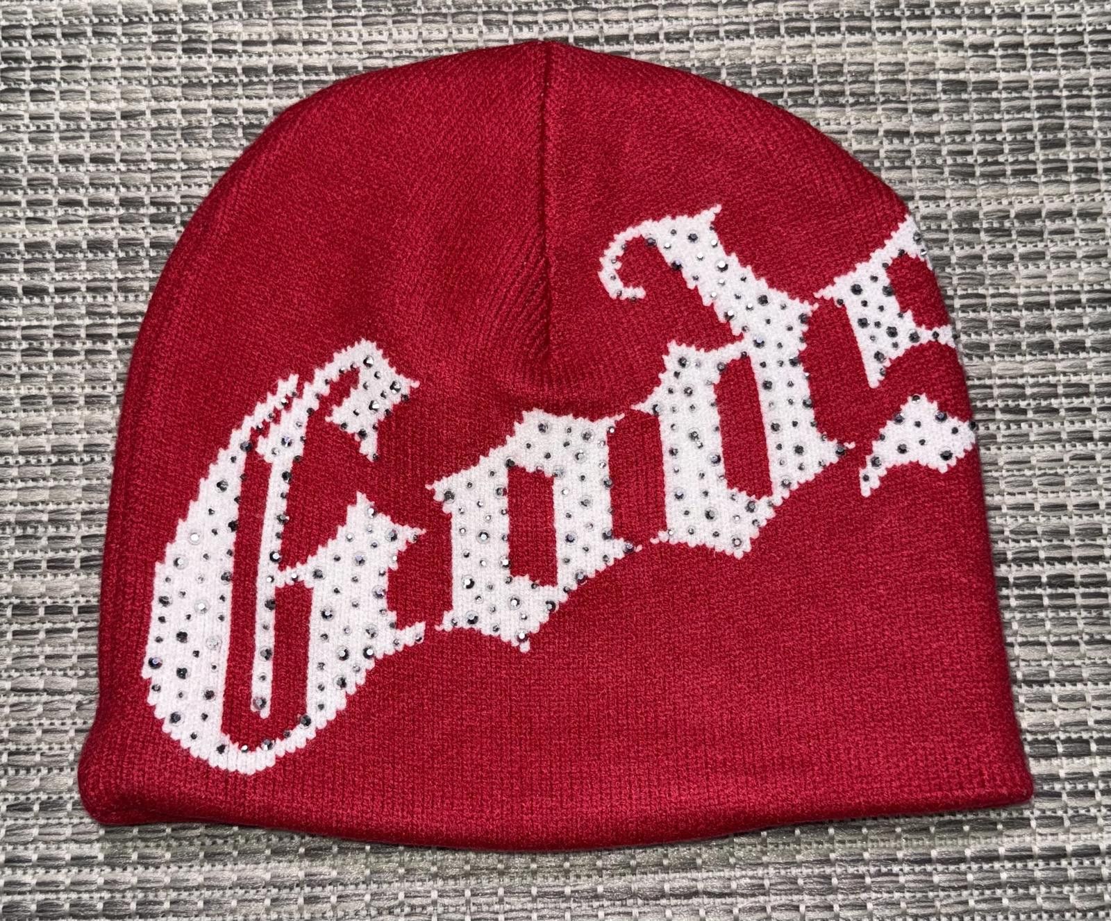 Godspeed Godspeed Red/White Studded Beanie Size ONE SIZE - 1 Thumbnail