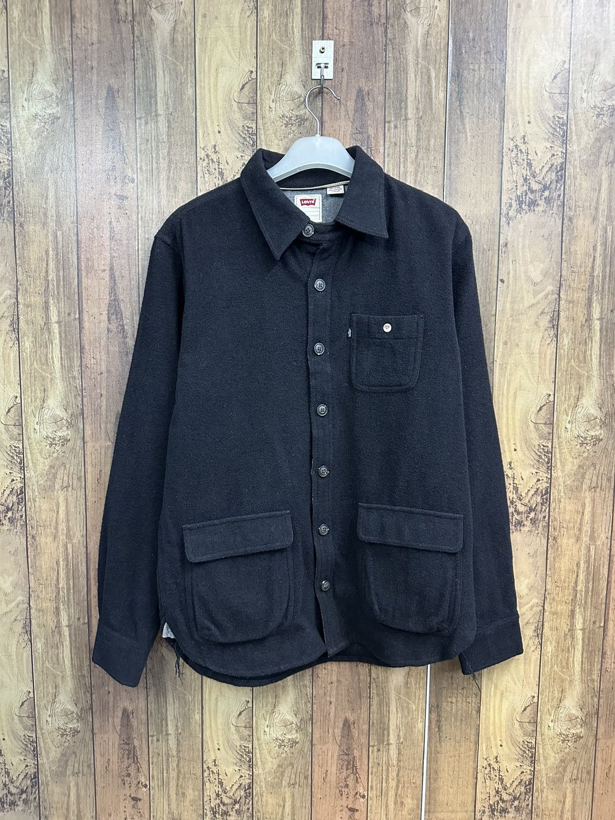 Levi's Vintage Levis Black Wool Button Shirt Z25 Size US S / EU 44-46 / 1 - 1 Thumbnail