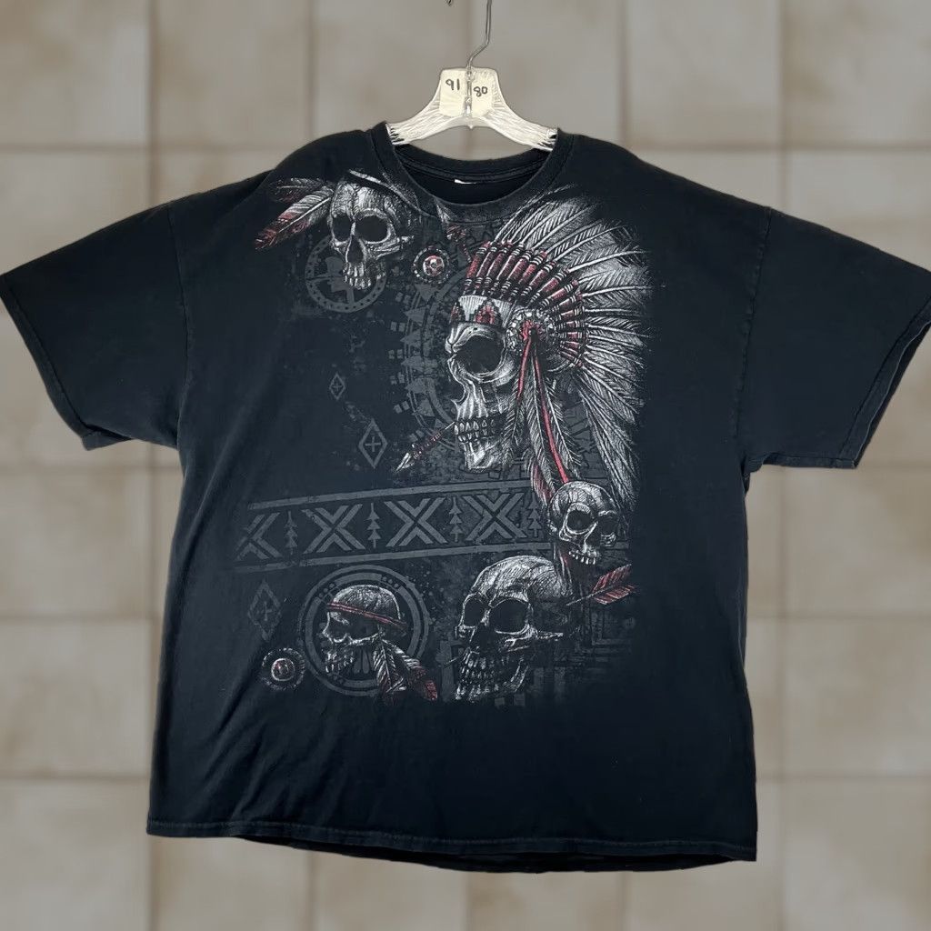 Vintage VINTAGE Chief Skulls Graphic Oversized T-Shirt XL Black Men Adult XL Graphic Print Skater Gothic Grunge 2000s Mens Size US XL / EU 56 / 4 - 1 Thumbnail