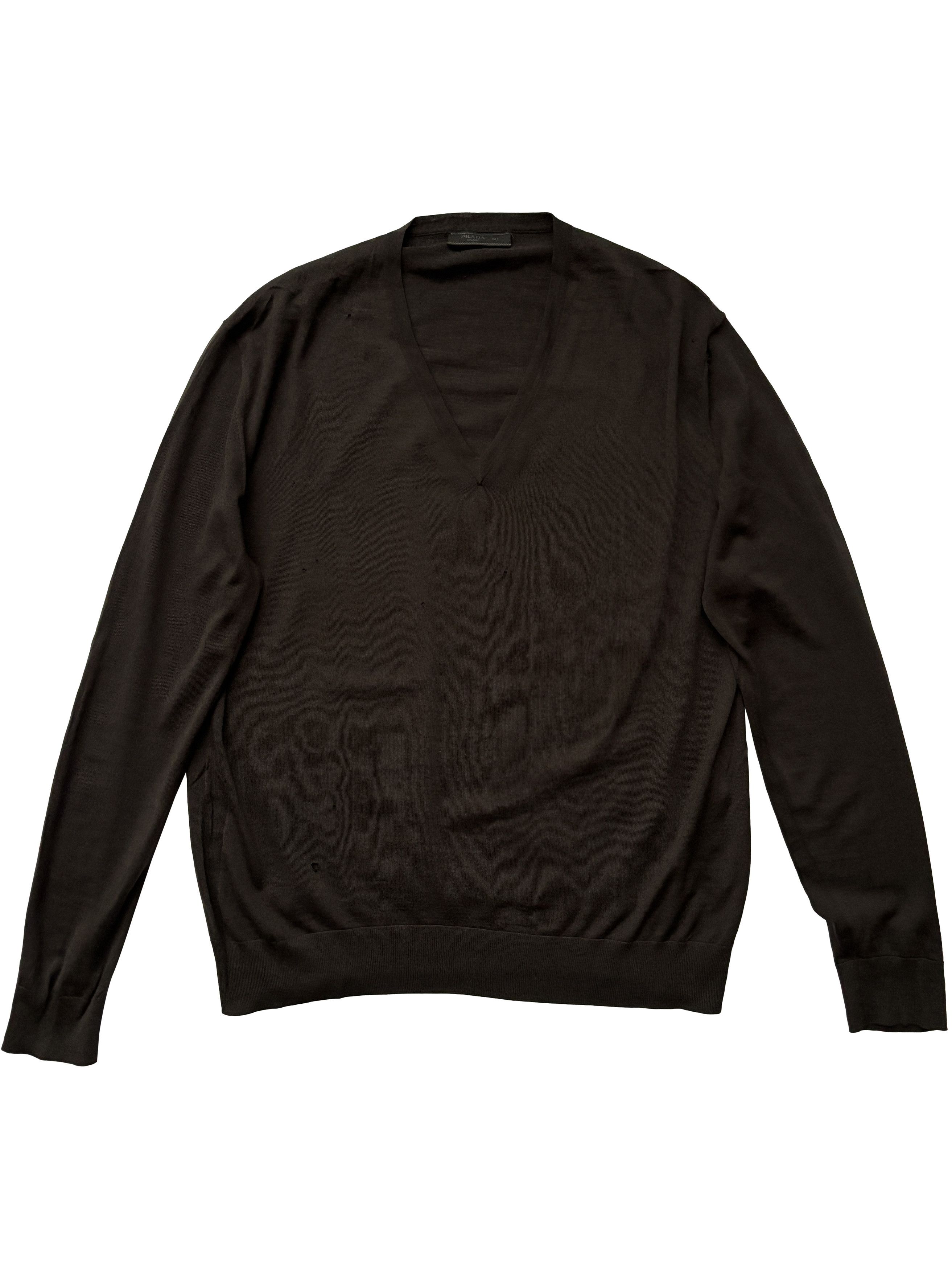 Prada ⚡️QUICK SALE⚡️2011 Prada Brown V-Neck Knit Sweater Size US M / EU 48-50 / 2 - 1 Thumbnail