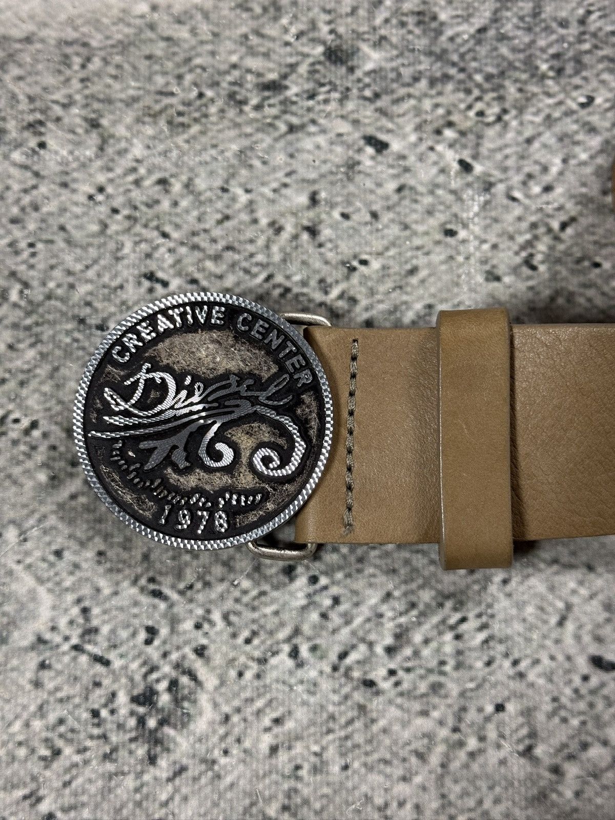 Diesel Diesel belt leather cow big buckle beige Size ONE SIZE - 2 Thumbnail