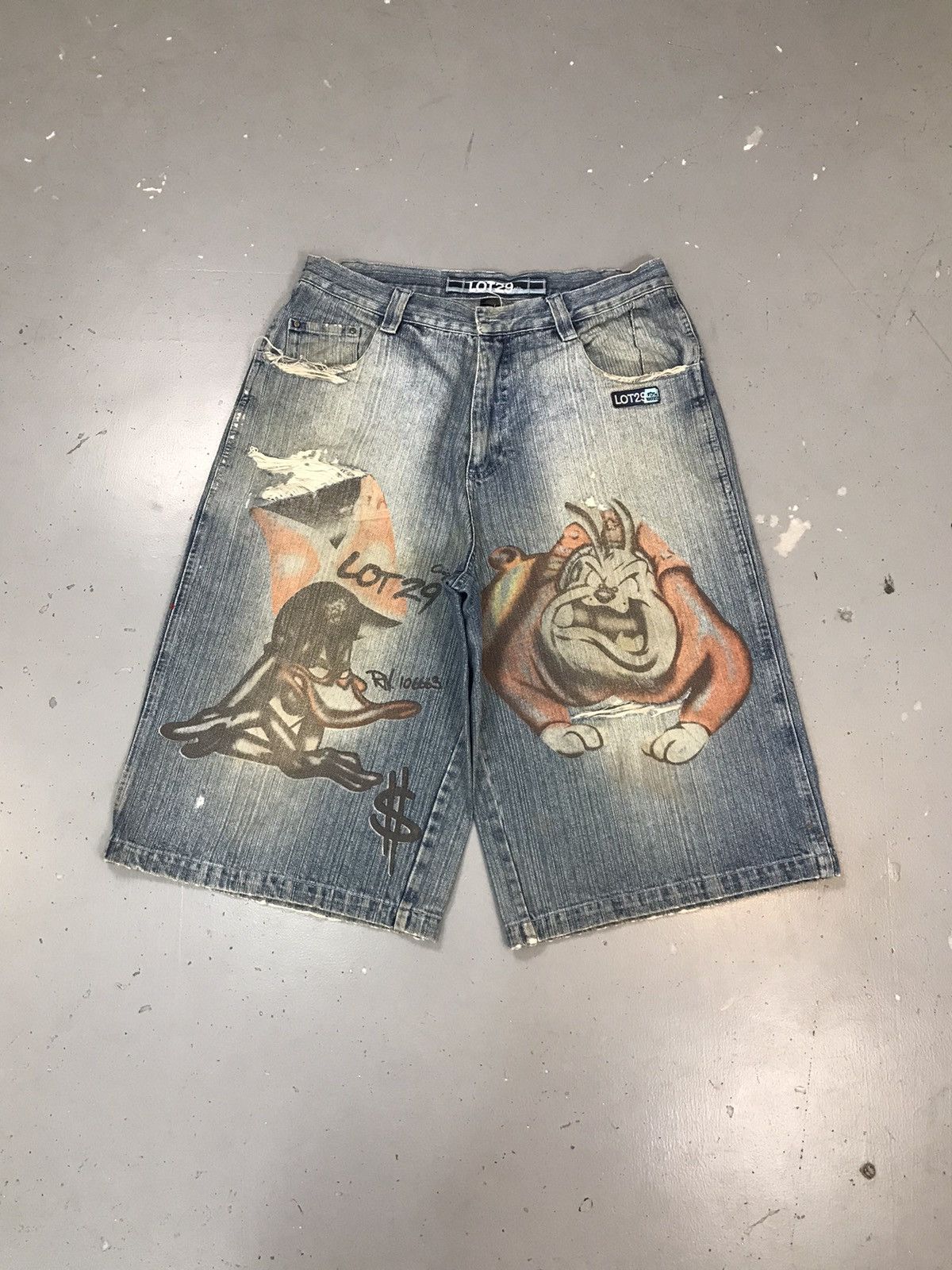 Vintage Vintage LOT 29 dog & duck printed distressed denim jort Size US 36 / EU 52 - 1 Thumbnail