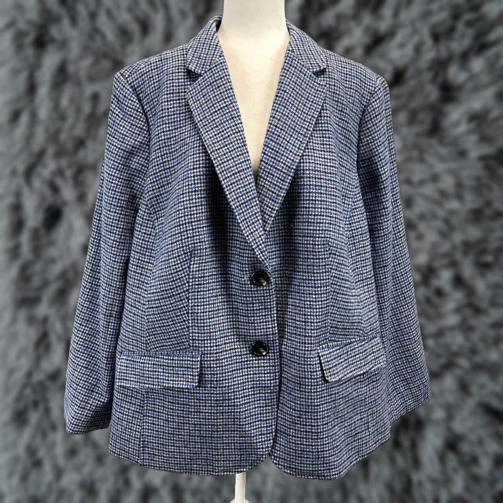 Talbots NEW Talbots Aberdeen Plus Size 22W Houndstooth Blazer Jacket Wool Blend Womens Size 3XL / US 20-22 - 1 Thumbnail