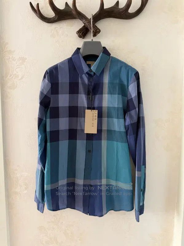 Burberry Burberry Blue Cotton Check Long Sleeve Shirt. Size XS / US 0-2 / IT 36-38 - 1 Thumbnail