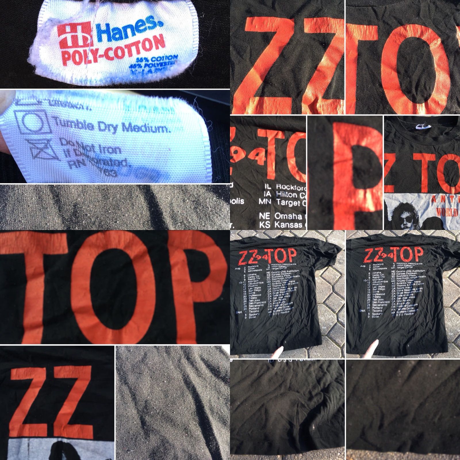 Hanes VINTAGE ZZ TOP Antenna World Tour 94 T Shirt Concert Band Tee 1990s 90s XL Men Hanes Graphic Tee Black Short Sleeve XL Mens Size US XL / EU 56 / 4 - 8 Thumbnail