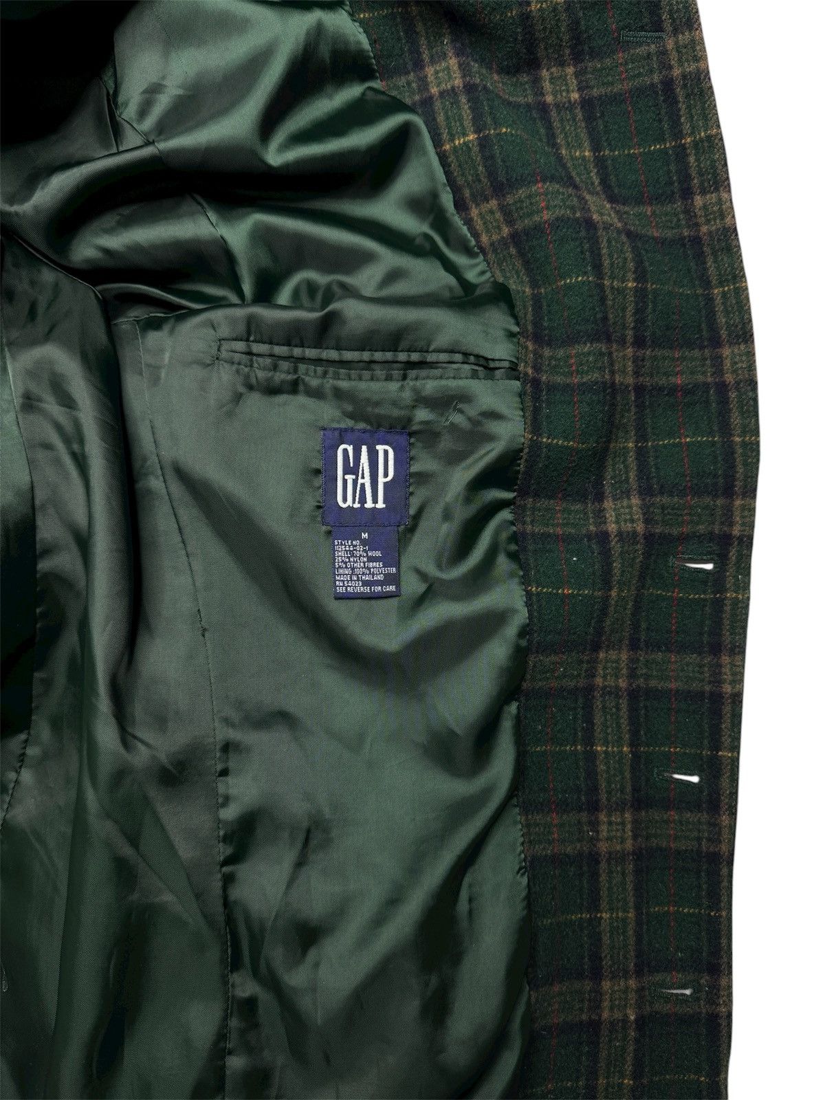 Gap Vintage Mens GAP Plaid Wool Blazer Size 44R - 9 Thumbnail