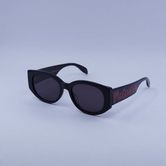 Alexander McQueen Alexander McQueen AM0330S 002 Sunglasses Black Oval Frame Size ONE SIZE - 1 Thumbnail