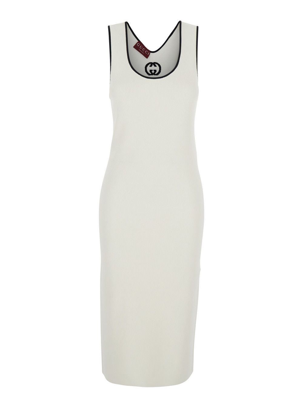 Gucci White Long Dress with Round Neck and GG Embroidery on the Back in Viscose Blend Women Size S / US 4 / IT 40 - 1 Thumbnail