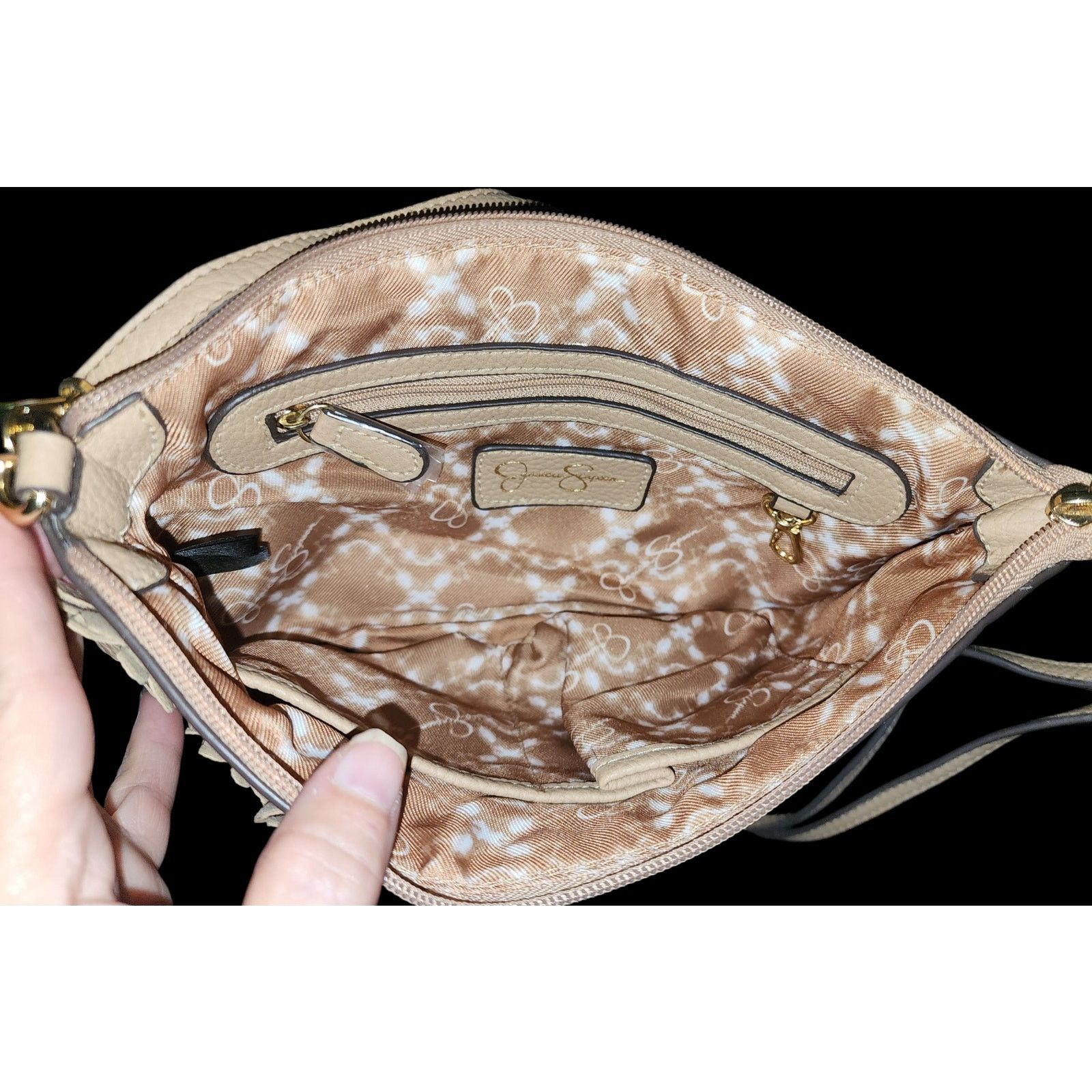 Jessica Simpson Jessica Simpson beige leather crossbody with floral designs Size ONE SIZE - 3 Thumbnail