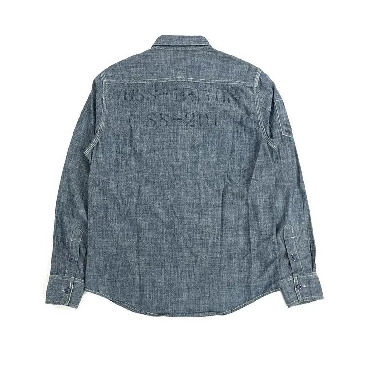 Japanese Brand Houston USN Military Chambray Shirt Size US M / EU 48-50 / 2 - 7 Thumbnail