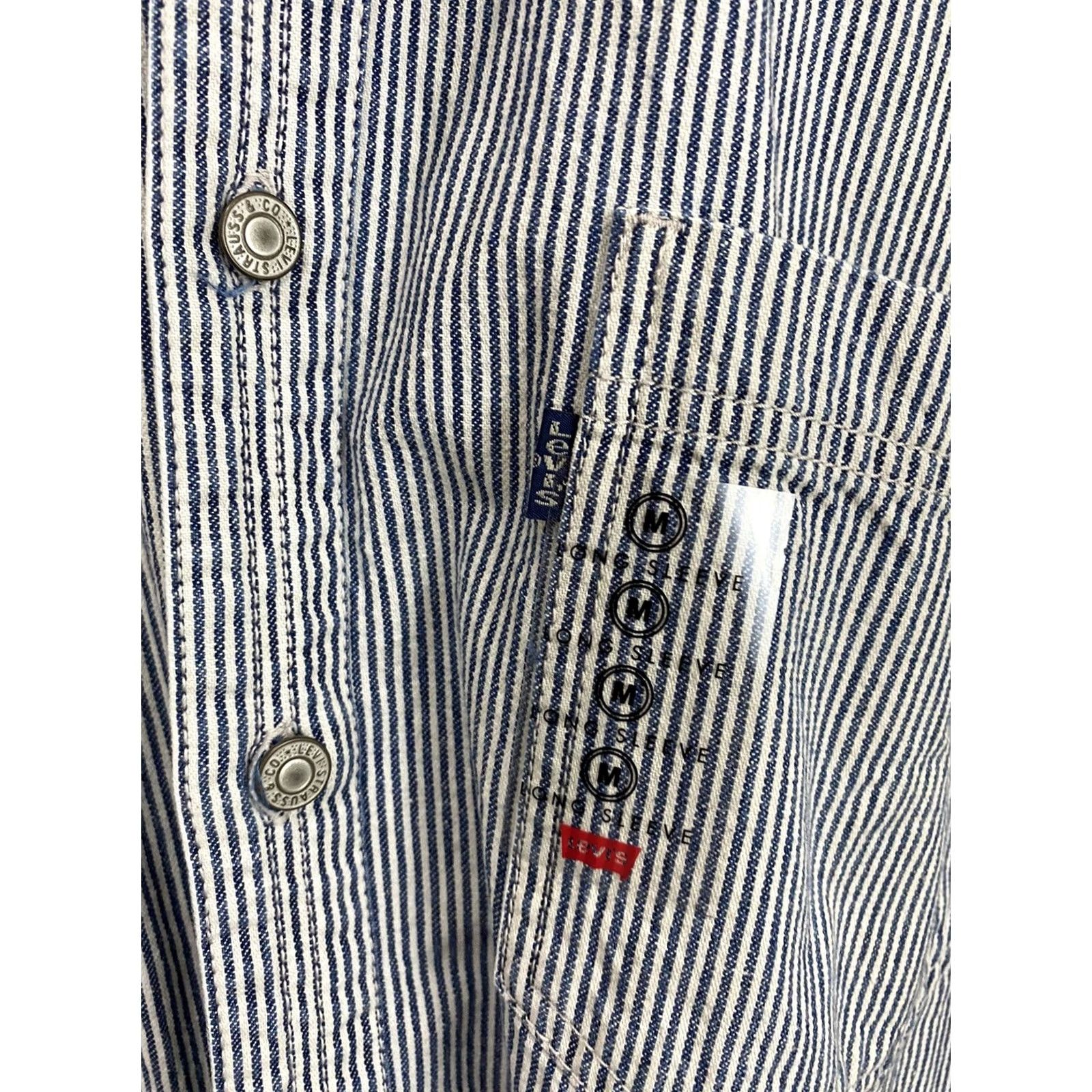 Levi's NWT Levi's Railroad Conductor Striped Button-Down Long Sleeve Shirt M - Vintage Blue/White, Mens, Button-Up, Levi's Shirt Size US M / EU 48-50 / 2 - 3 Thumbnail