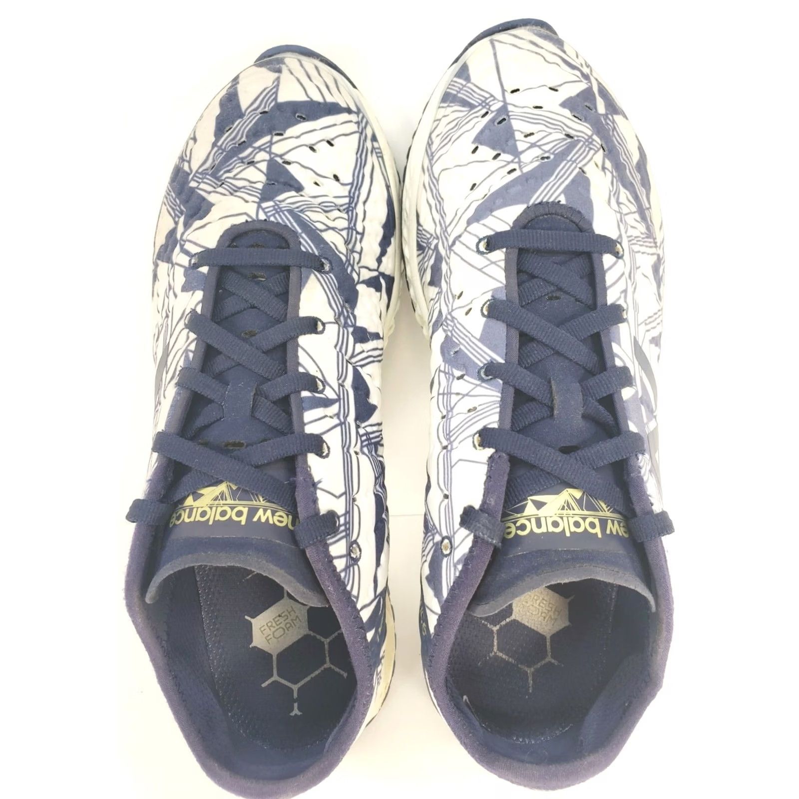 New Balance New Balance Fresh Foam Women's 8.5M Sneakers White with Navy Blue Geometric Pattern Ladies Casual Shoes Women 8.5M Sneakers Size US 9 / IT 39 - 6 Thumbnail