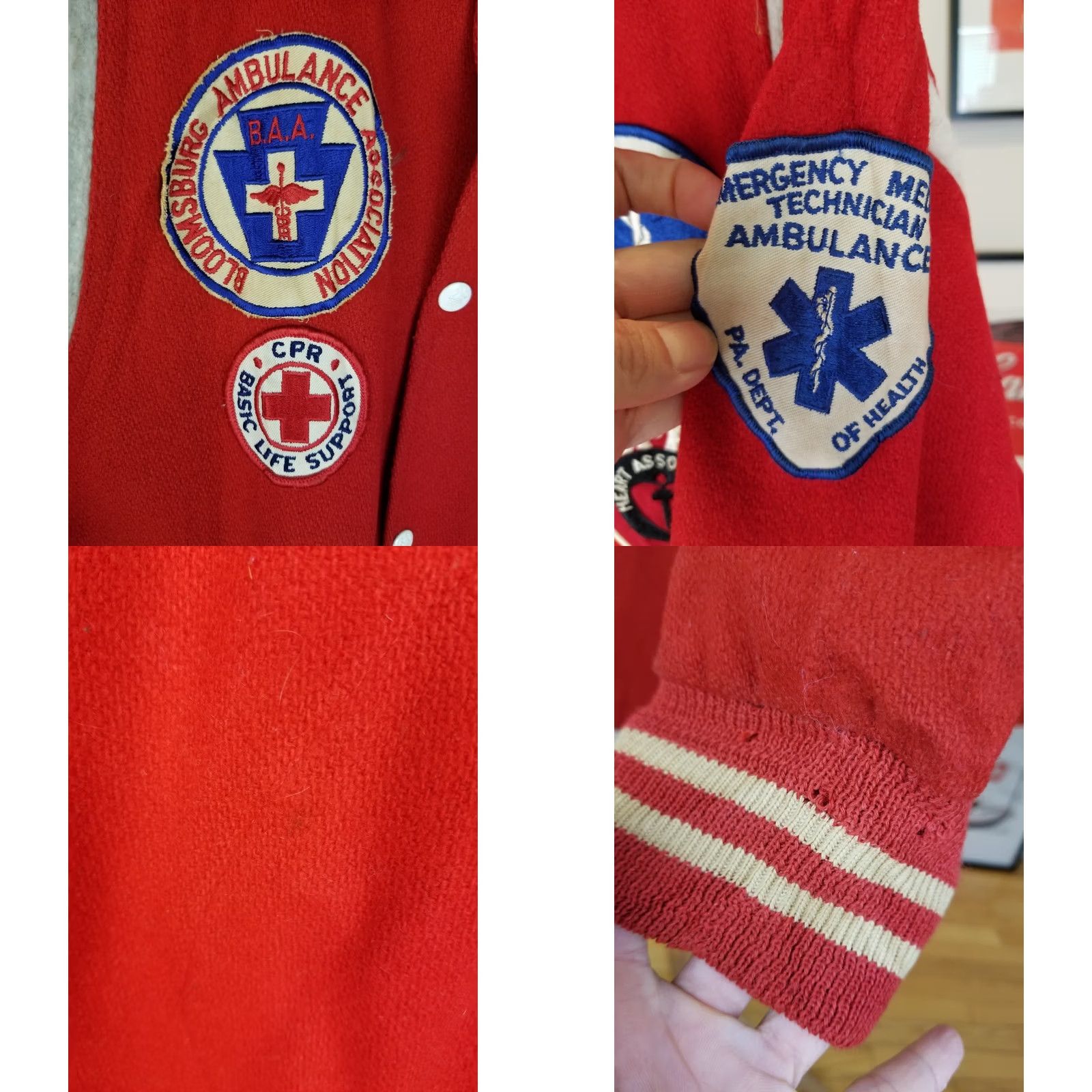 Vintage VINTAGE BLOOMSBURG AMBULANCE CPR RED WOOL VARSITY JACKET SZ 40 MEN Shirt? Size US XXS / EU 40 - 8 Thumbnail