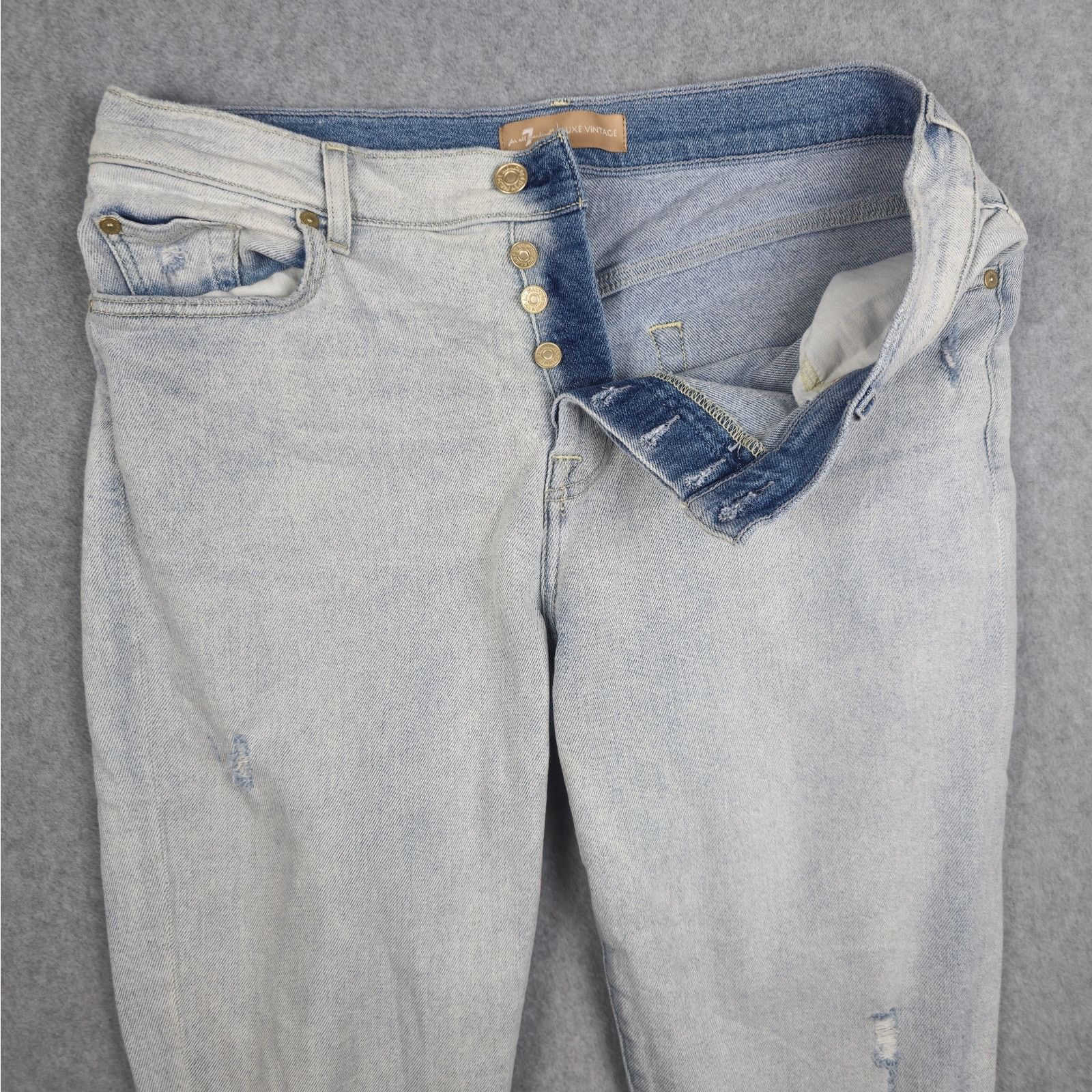 7 For All Mankind 7 for All Mankind 31 Josephina Distressed Button Fly Jeans Size 31" - 6 Thumbnail