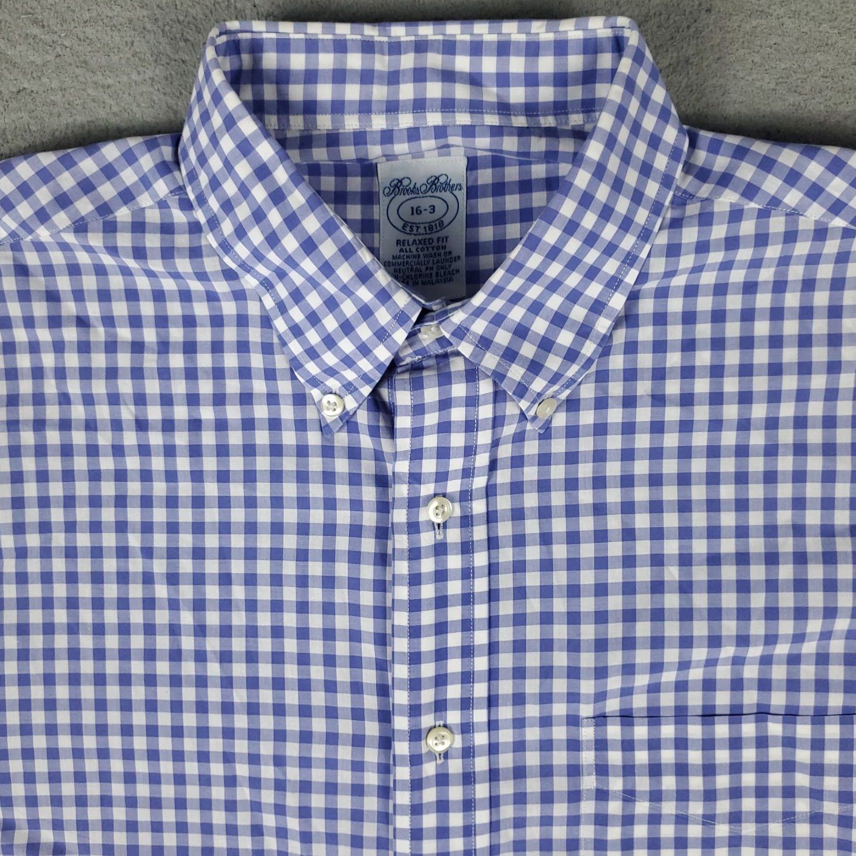 Brooks Brothers Brooks Brothers Dress Shirt Mens 16 Blue Check Long Sleeve Button-Up Regular Fit Size 42R - 2 Thumbnail