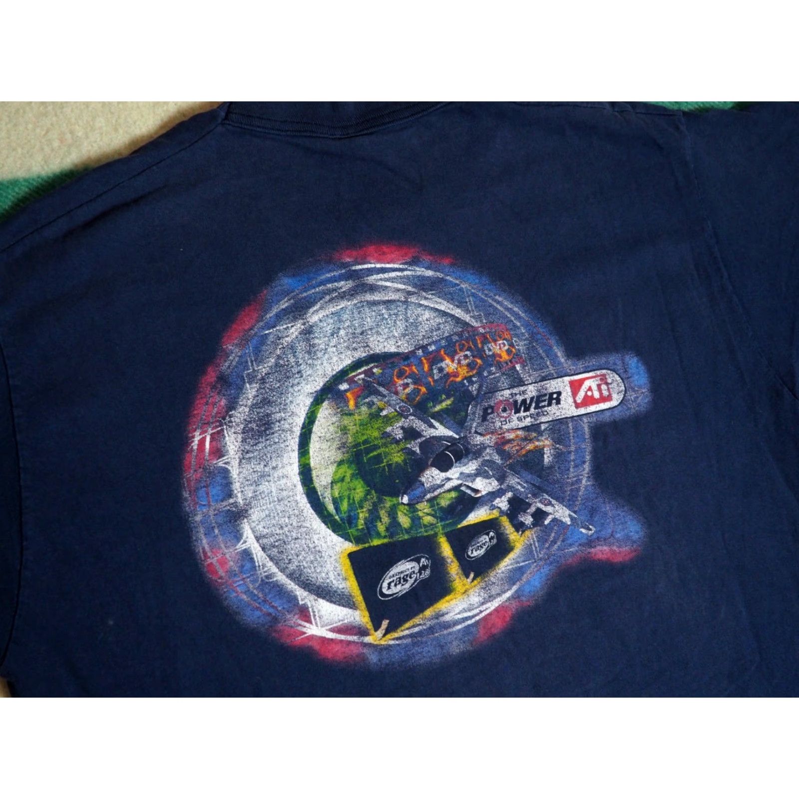 Fruit Of The Loom VINTAGE Fruit of the Loom ATI Rage 128 Tech Video Game Promo Faded Blue Tee T-Shirt XL 90s Mens Size US XL / EU 56 / 4 - 2 Thumbnail