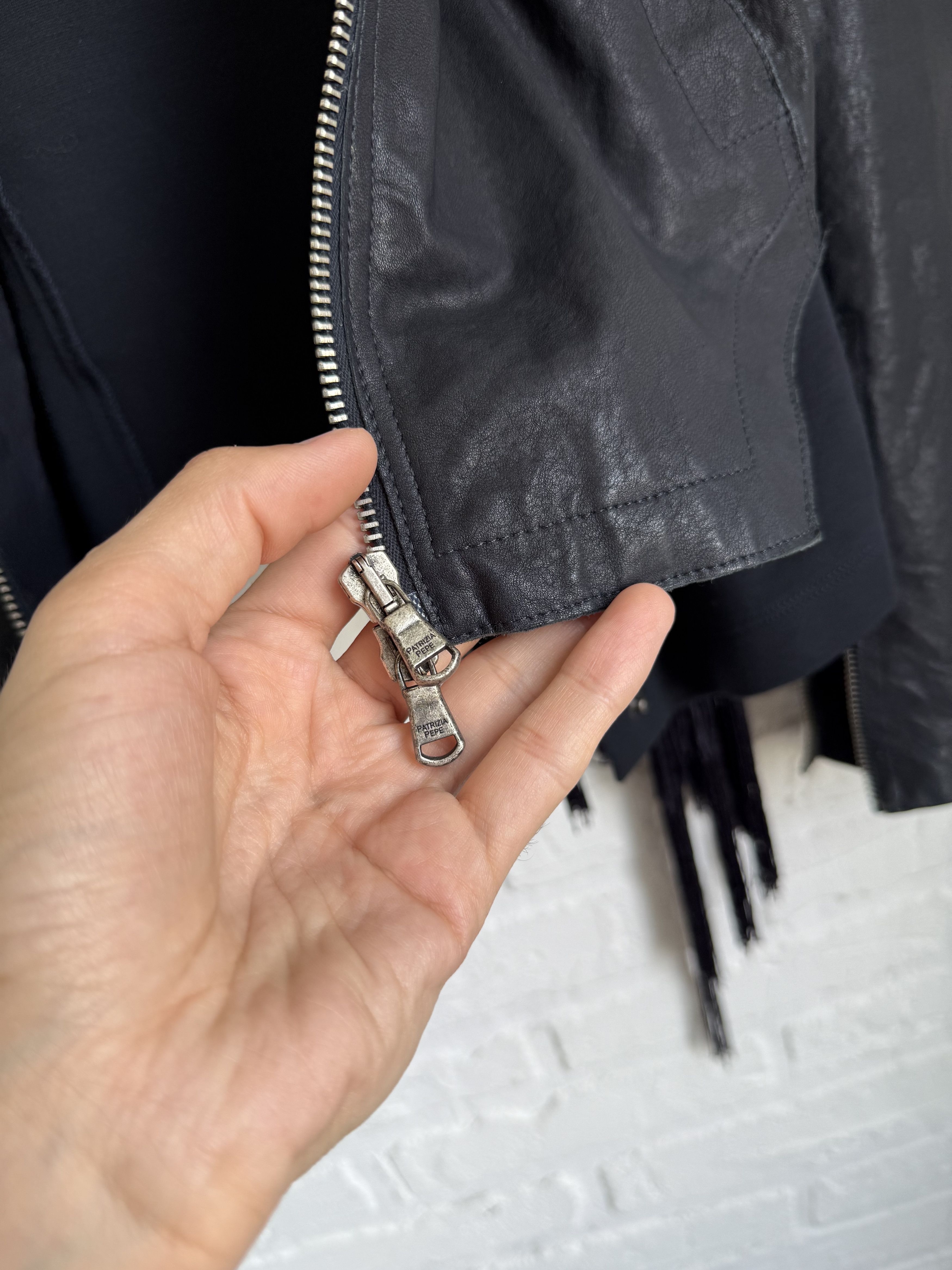 Patrizia Pepe Patrizia Pepe Leather Fringe Jacket Draped Asymmetric Size M / US 6-8 / IT 42-44 - 8 Thumbnail
