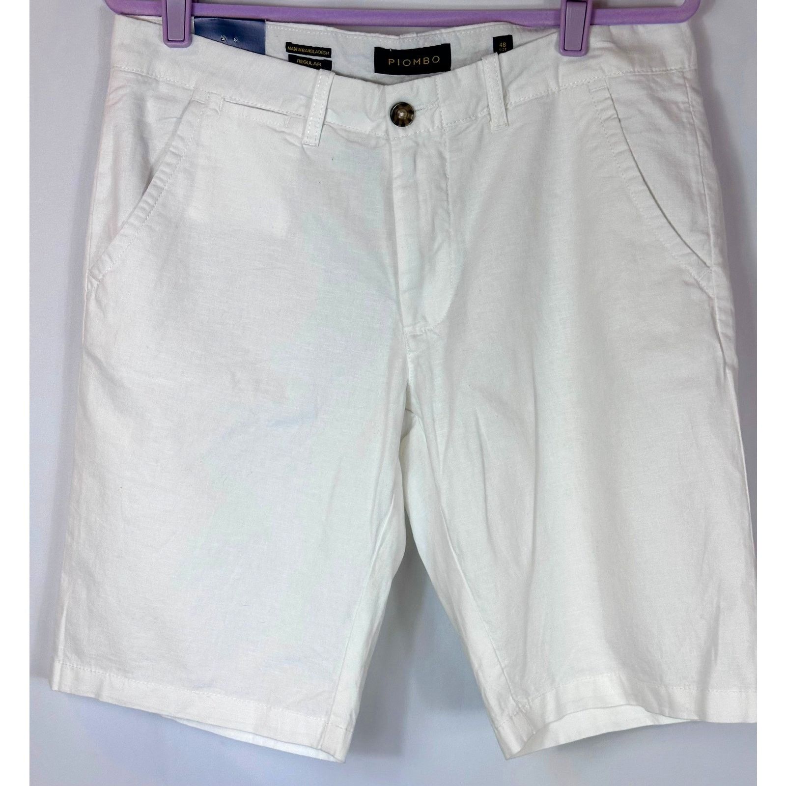PIOMBO Piombo Stretch Cotton Chino Shorts White L Size US 32 / EU 48 - 7 Thumbnail
