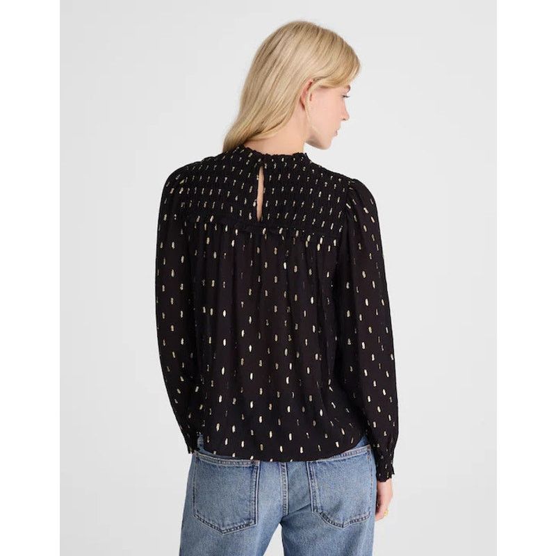 Madewell NWOT Madwell Smocked High-Neck Long-Sleeve Top in Clip Dot Size M / US 6-8 / IT 42-44 - 3 Thumbnail